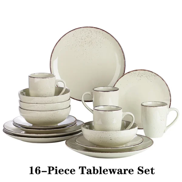 Vancasso 16/32/48-Piece Ceramic Beige Stoneware Dinnerware Set with Dinner Plate,Dessert Plate,800ml Bowl, Mug Tableware Set - Image 6