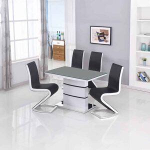 Aldridge Small High Gloss Dining Table White with Grey Glass Top