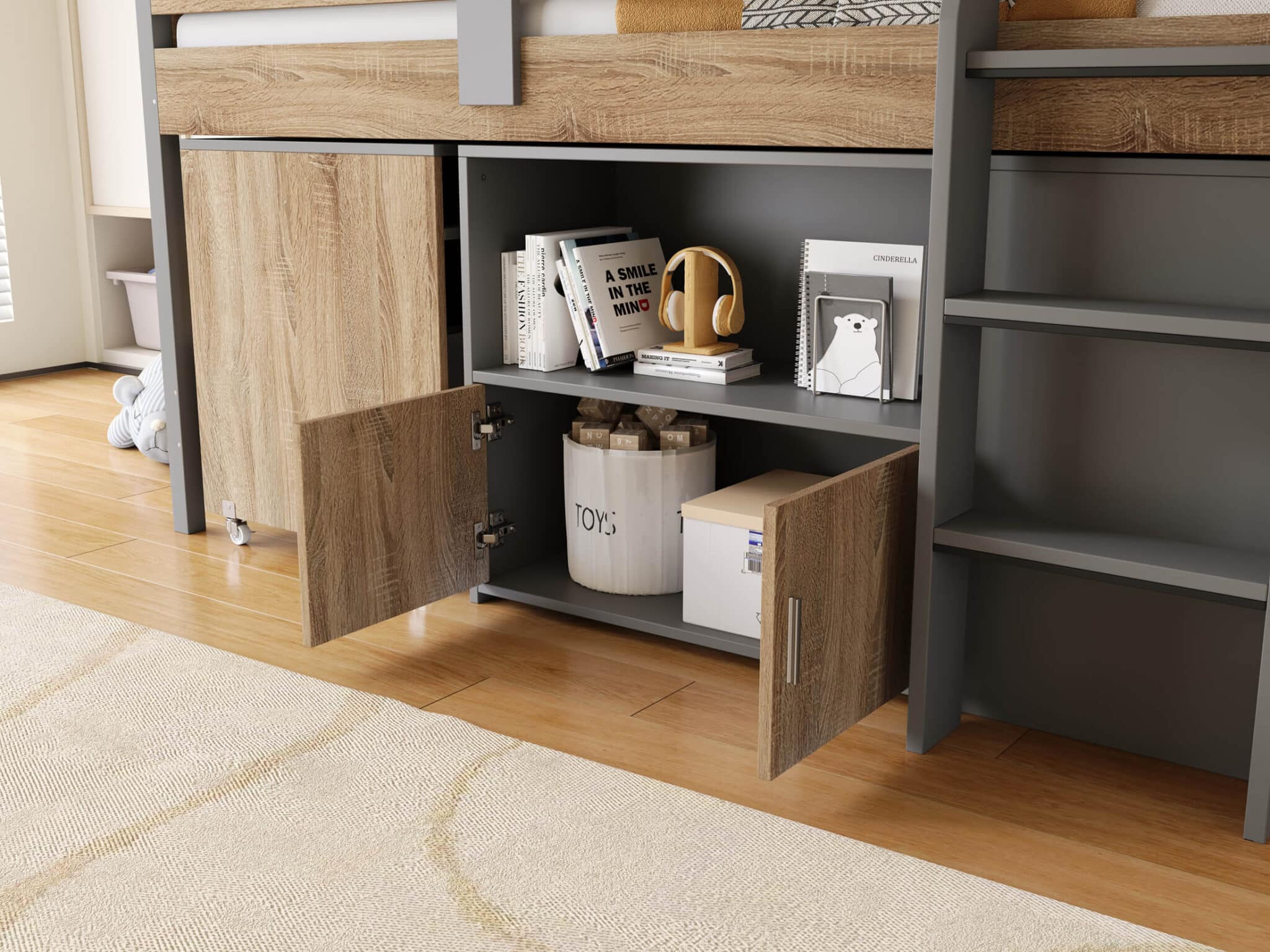 Alfie MidiSleeper Grey & Medium Oak - Image 3