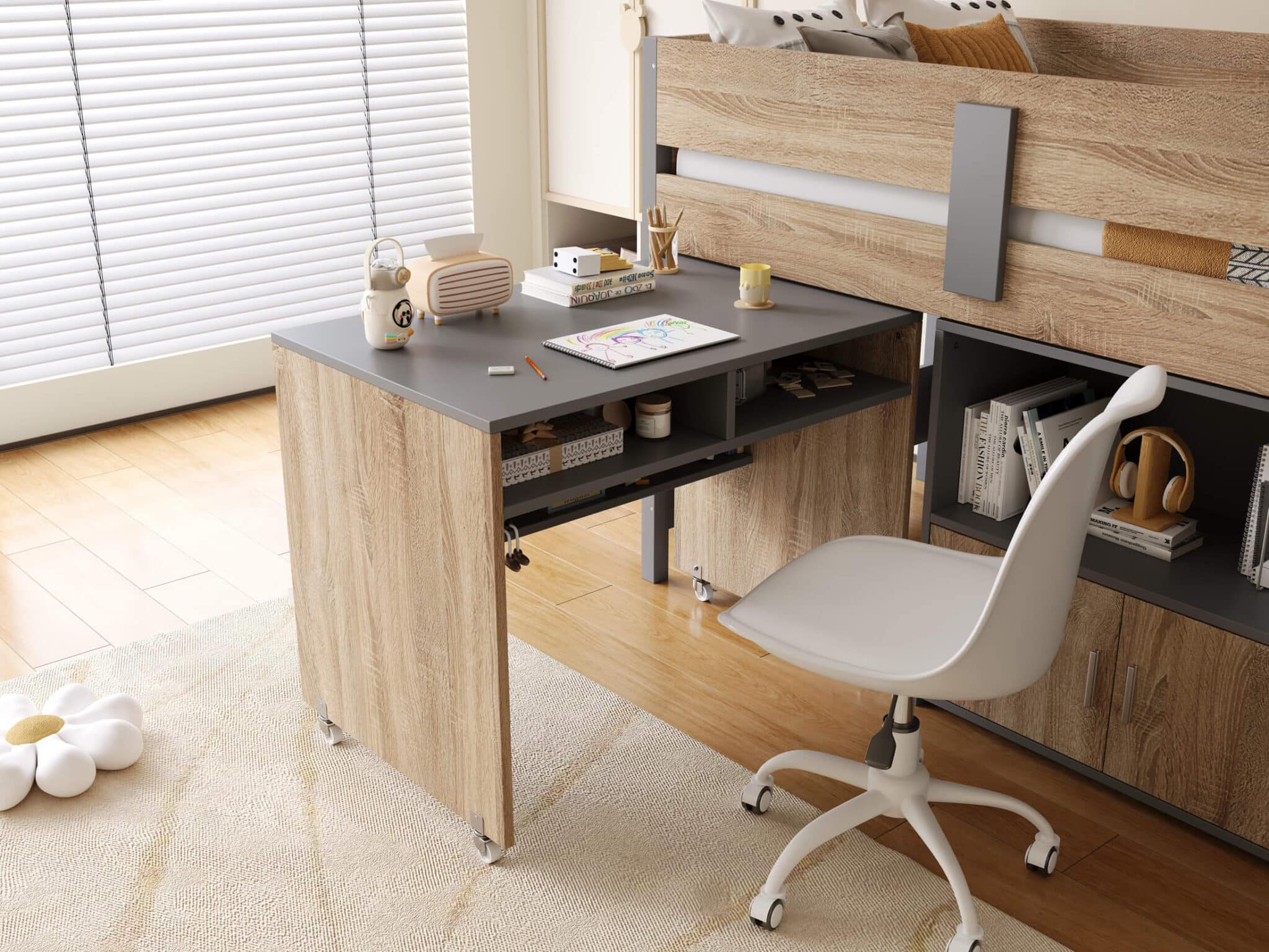 Alfie MidiSleeper Grey & Medium Oak - Image 4