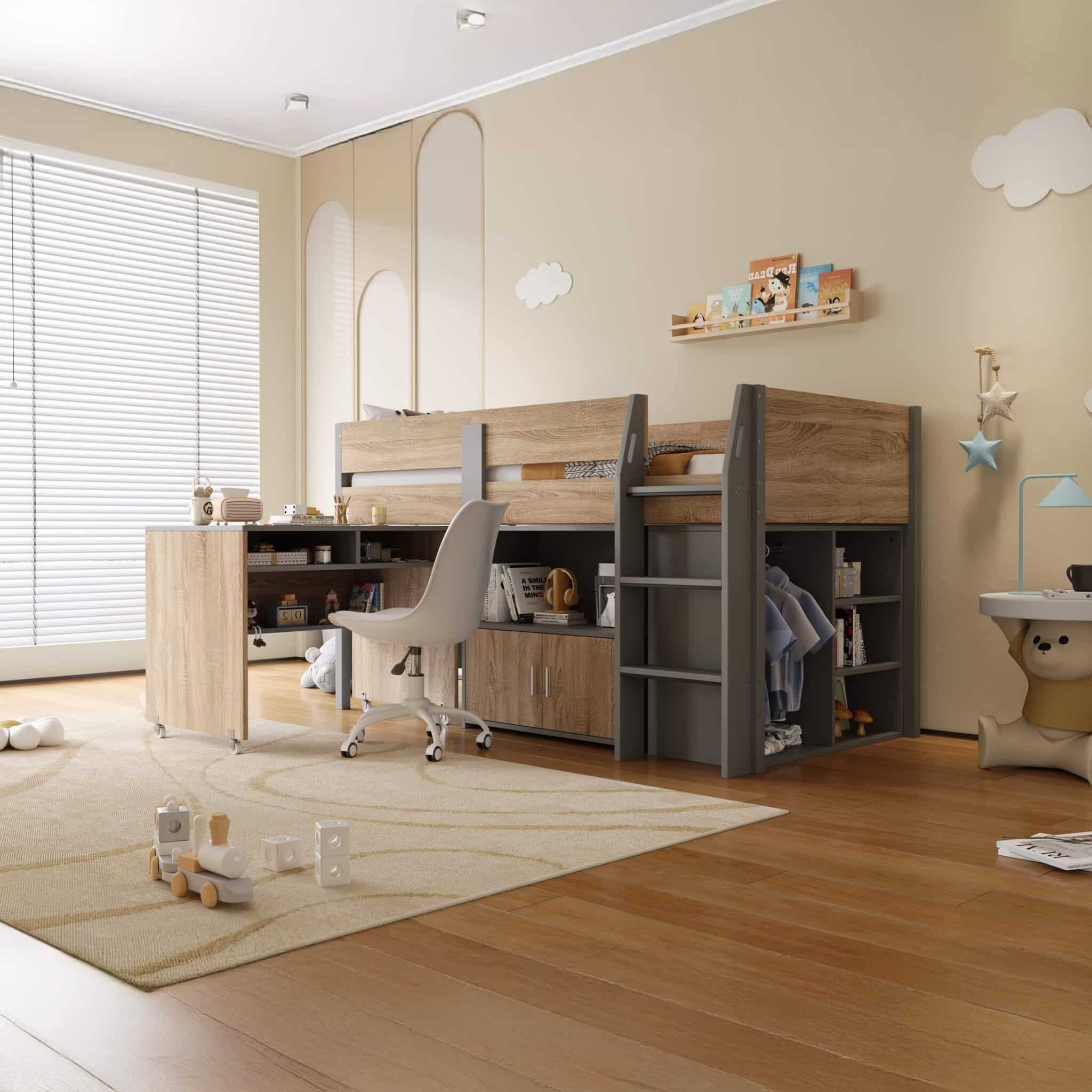 Alfie MidiSleeper Grey & Medium Oak