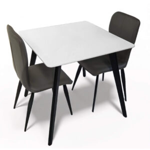 Belgium Small Dining Table White with Black Legs
