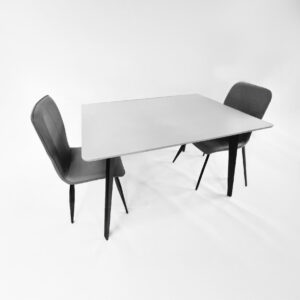 Belgium Medium Dining Table White with Black Legs