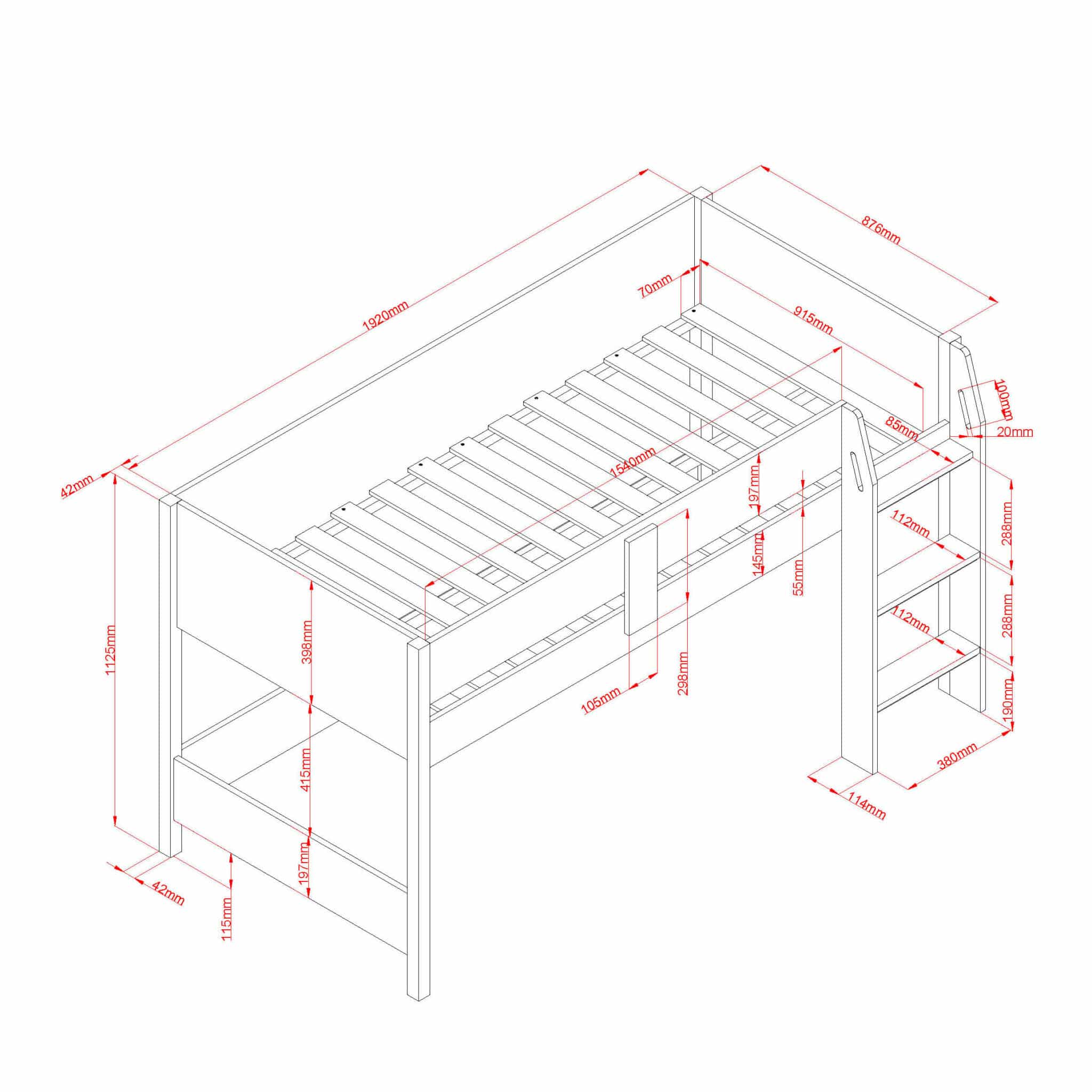 Alfie MidiSleeper Grey & Medium Oak - Image 7