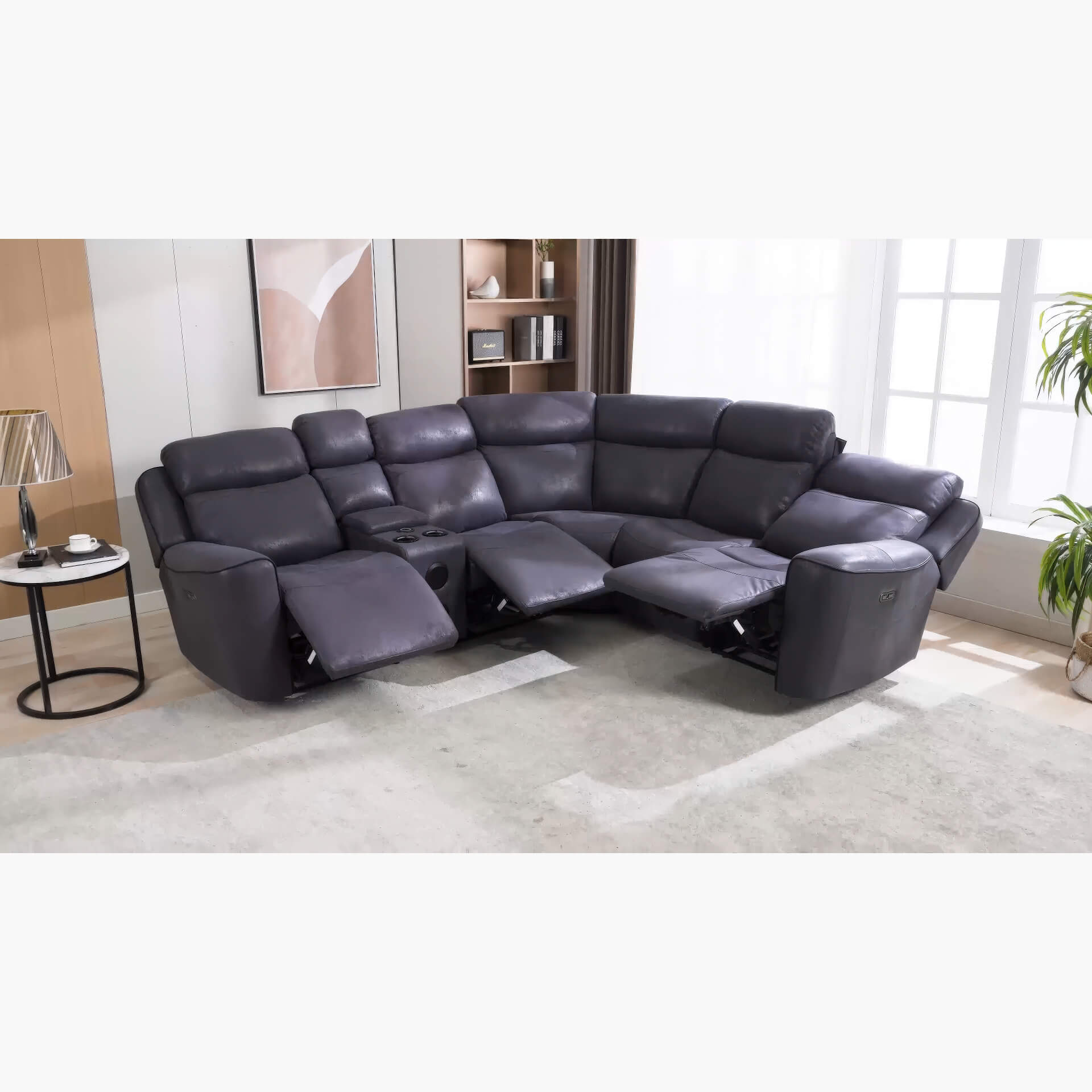 Techno Corner with 3 Power Recliners Grey - Image 2