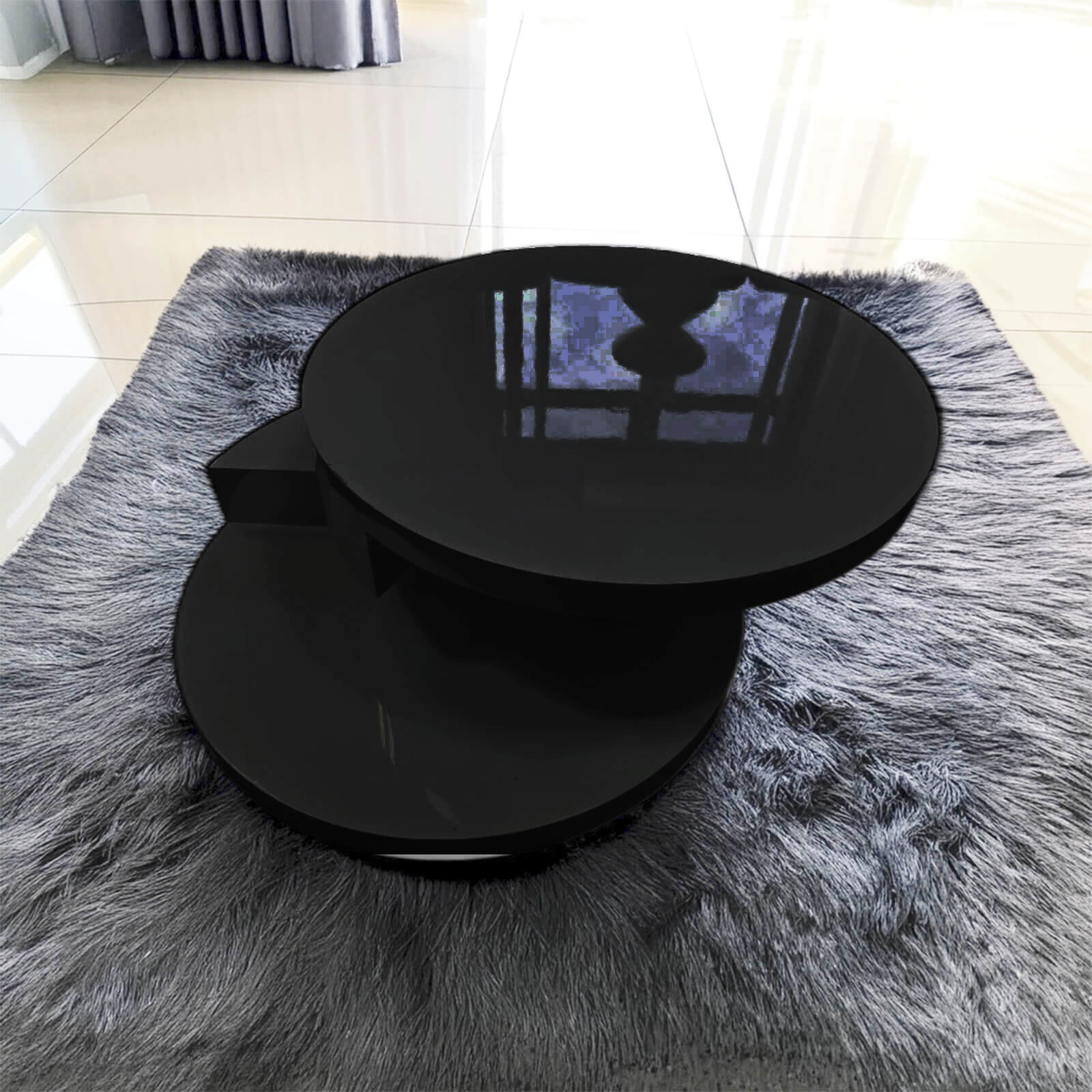 Stony High Gloss Moveable Coffee Table Black