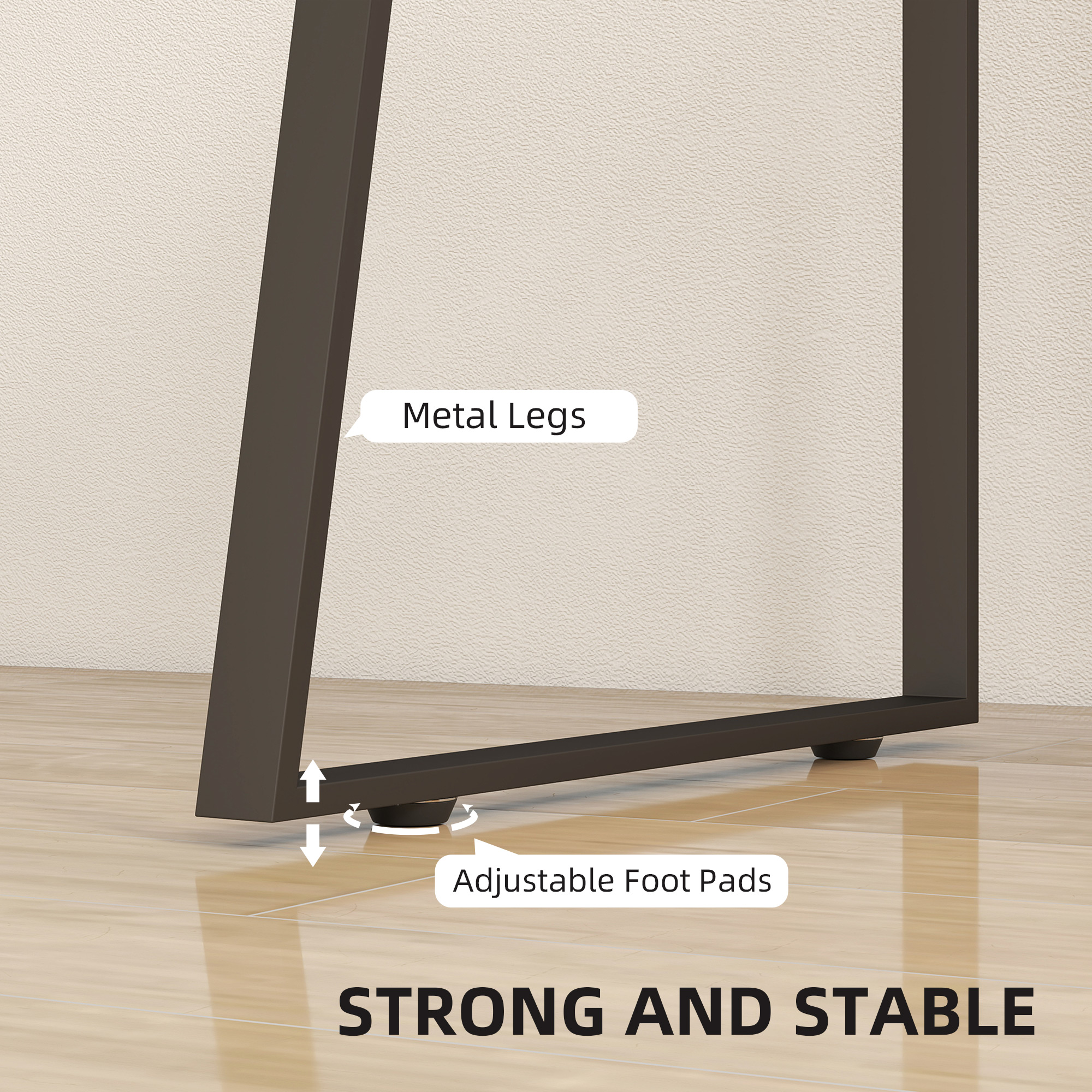 HOMCOM Computer Desk, Writing Desk with Cabinet, Drawer, Metal Legs, Work Table for Home Office Study, Natural Wood Finish - Image 6