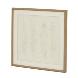 Alta White Feathers Art Mounted In Beaded Frame