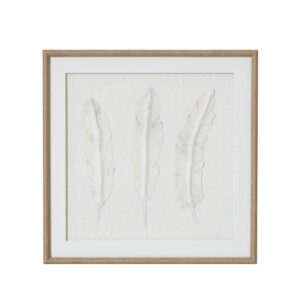 Solli White Feathers Art Mounted In Beaded Frame