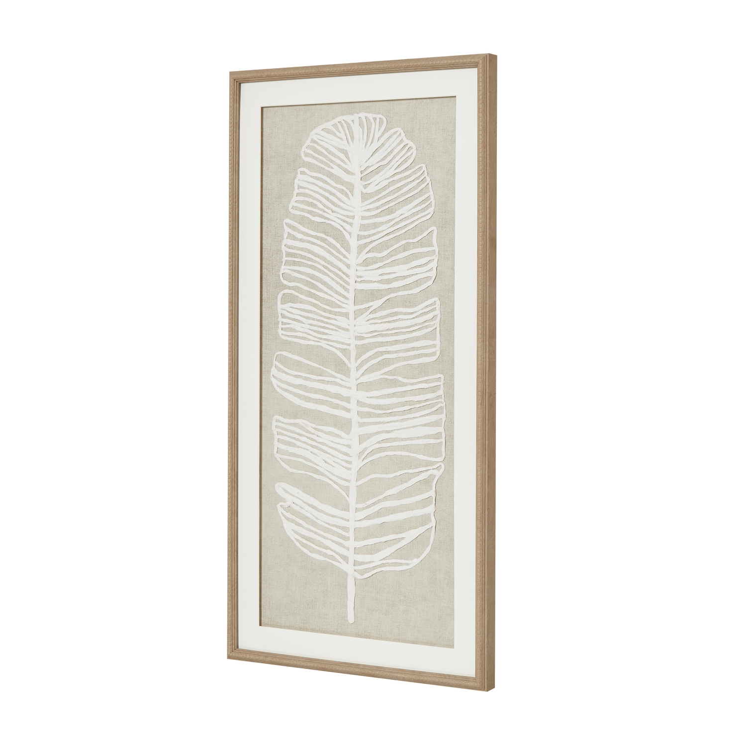 Large Plume White Feather Art Mounted In Beaded Frame - Image 2