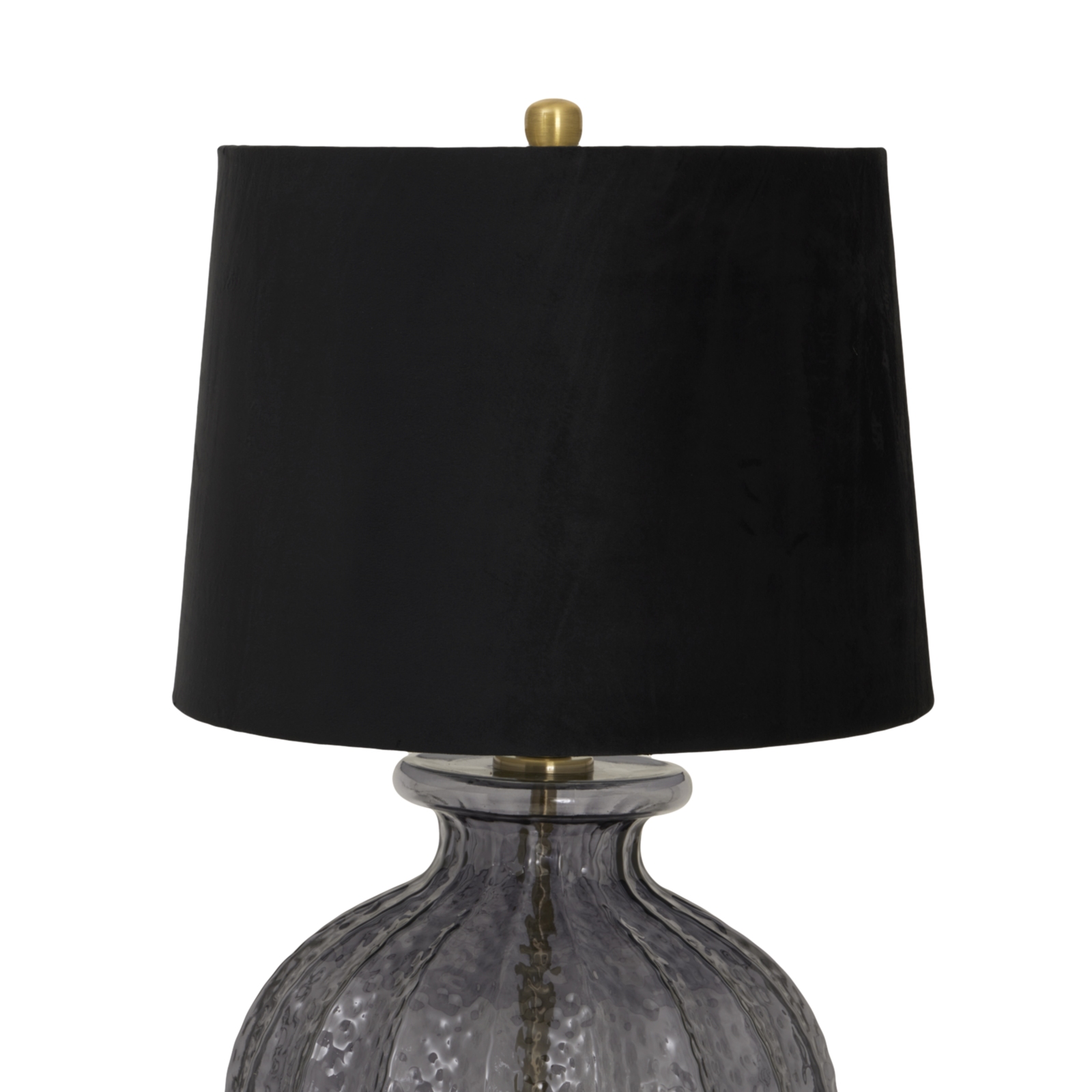 Luxton Glass Fluted Lamp With Black Velvet Shade - Image 3