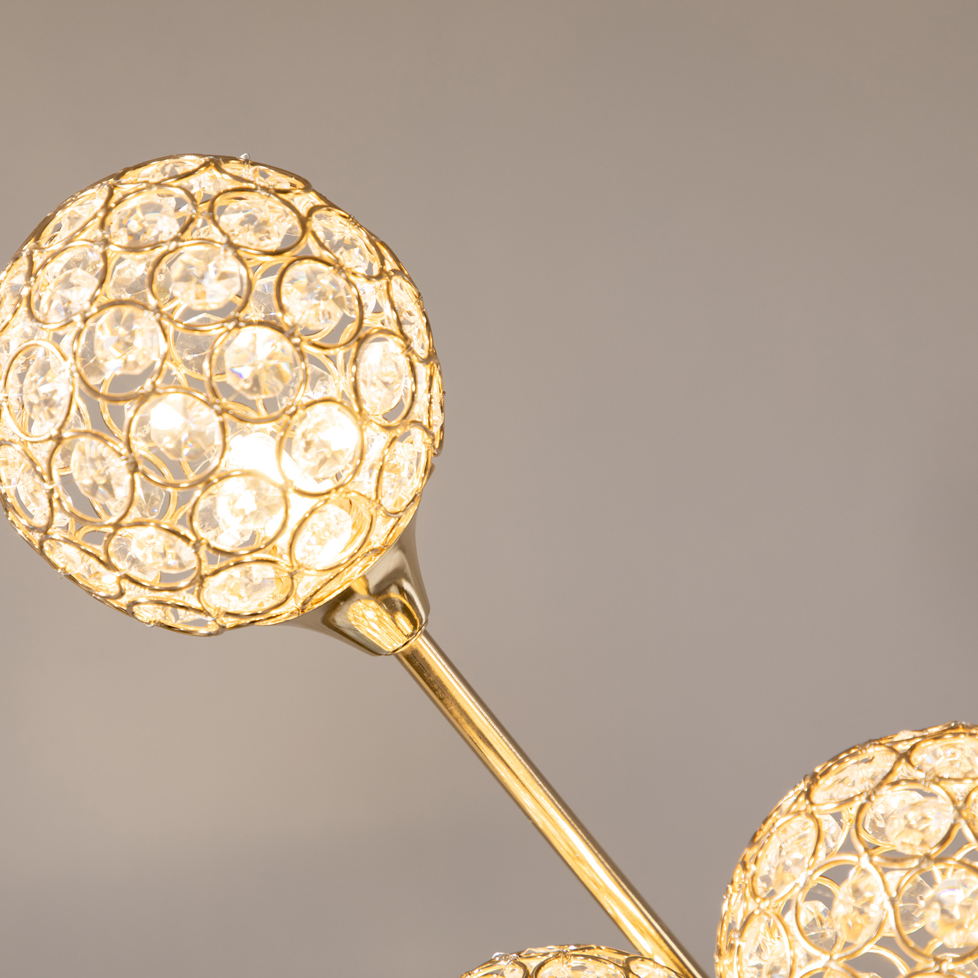 HOMCOM Crystal Floor Lamps for Living Room Bedroom with 5 Light, Modern Upright Standing Lamp, 34x25x156cm, Gold Tone - Image 9