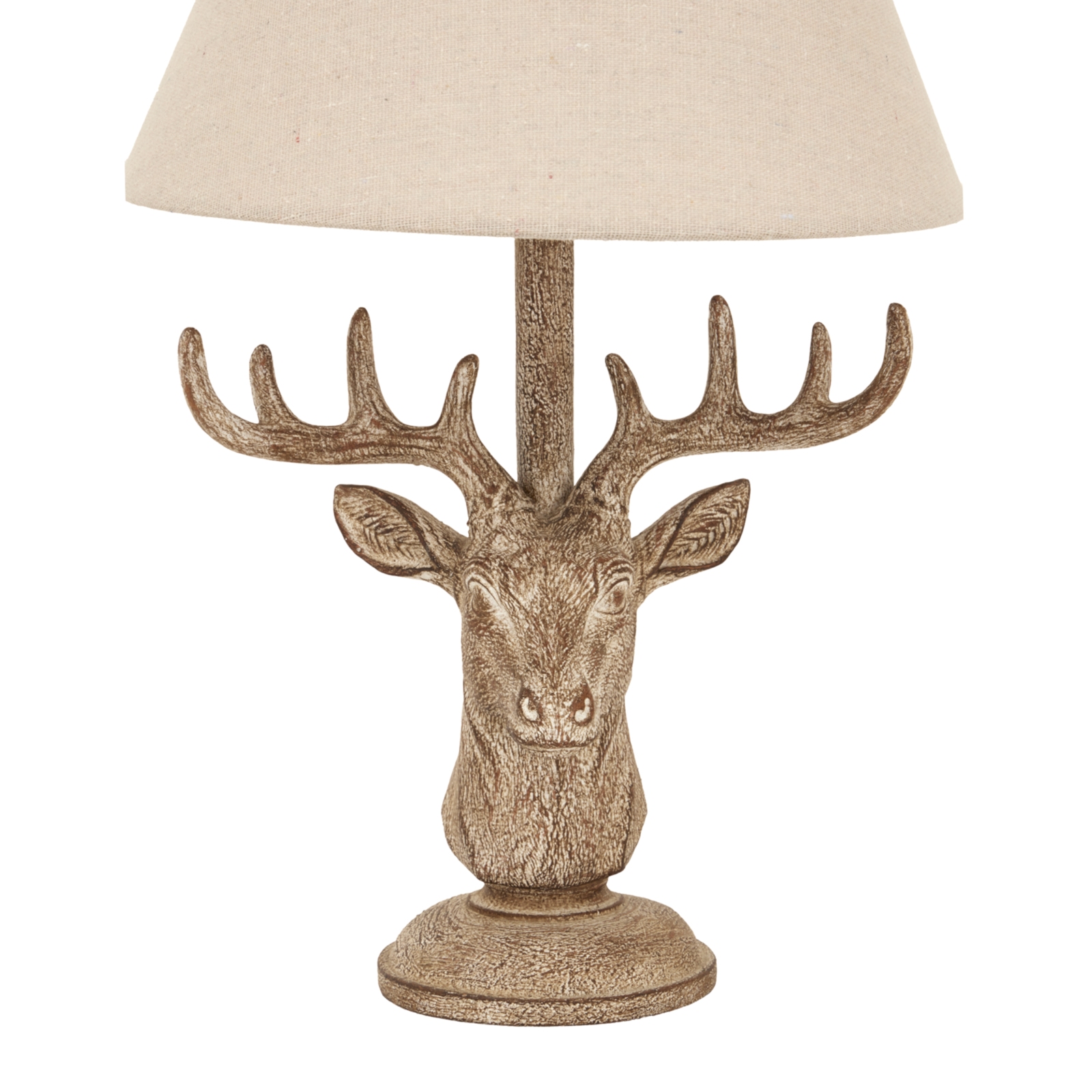 Stonewashed Stag Head Table Lamp With Linen Shade - Image 2