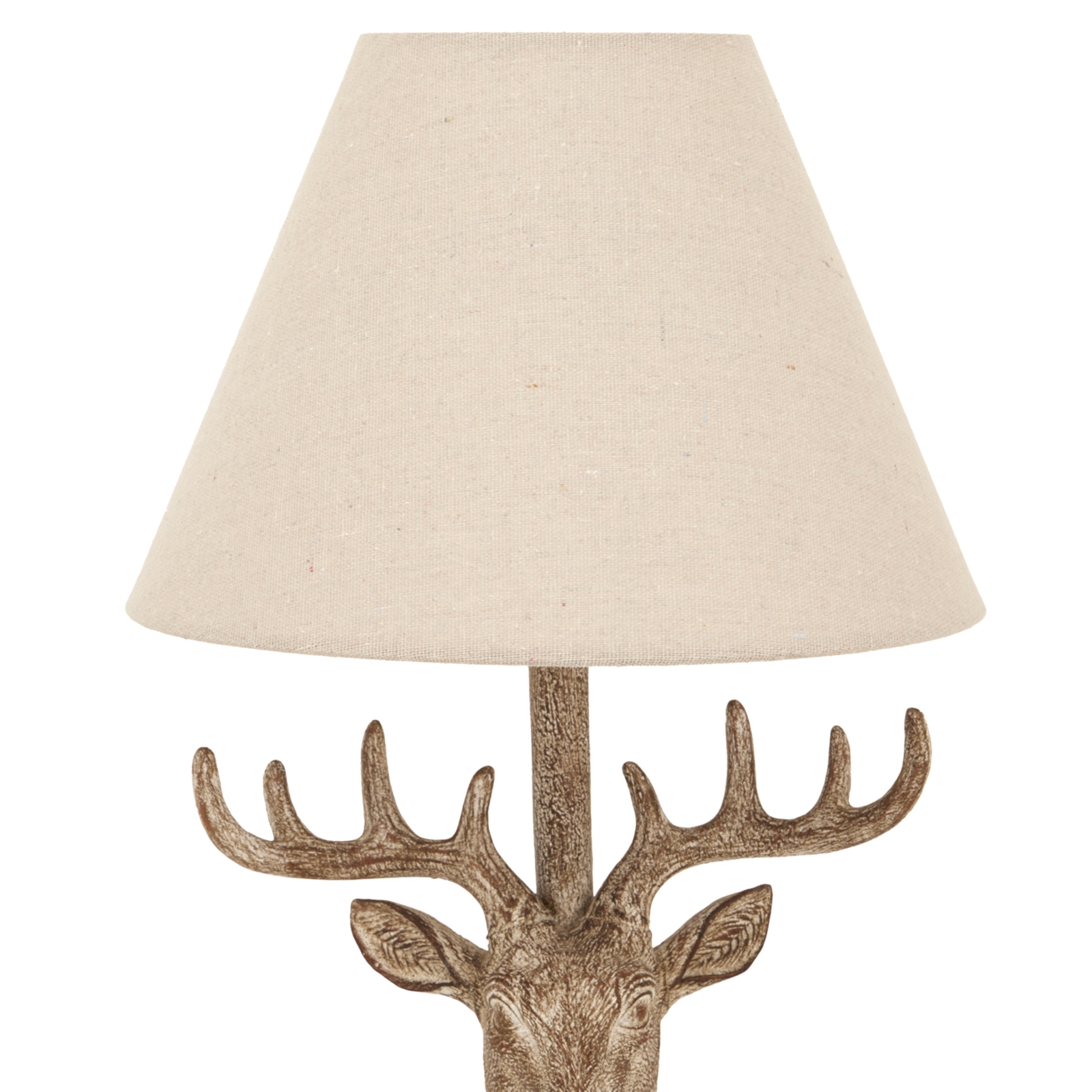 Stonewashed Stag Head Table Lamp With Linen Shade - Image 3