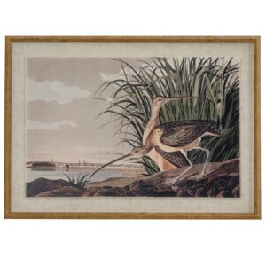 Flora & Fauna Collection Curlews On Linen In Beaded Frame