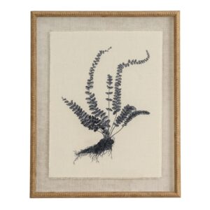 Flora & Fauna Collection Spleenwort On Linen In Beaded Frame