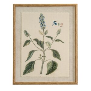 Flora & Fauna Collection Salvia On Linen In Beaded Frame