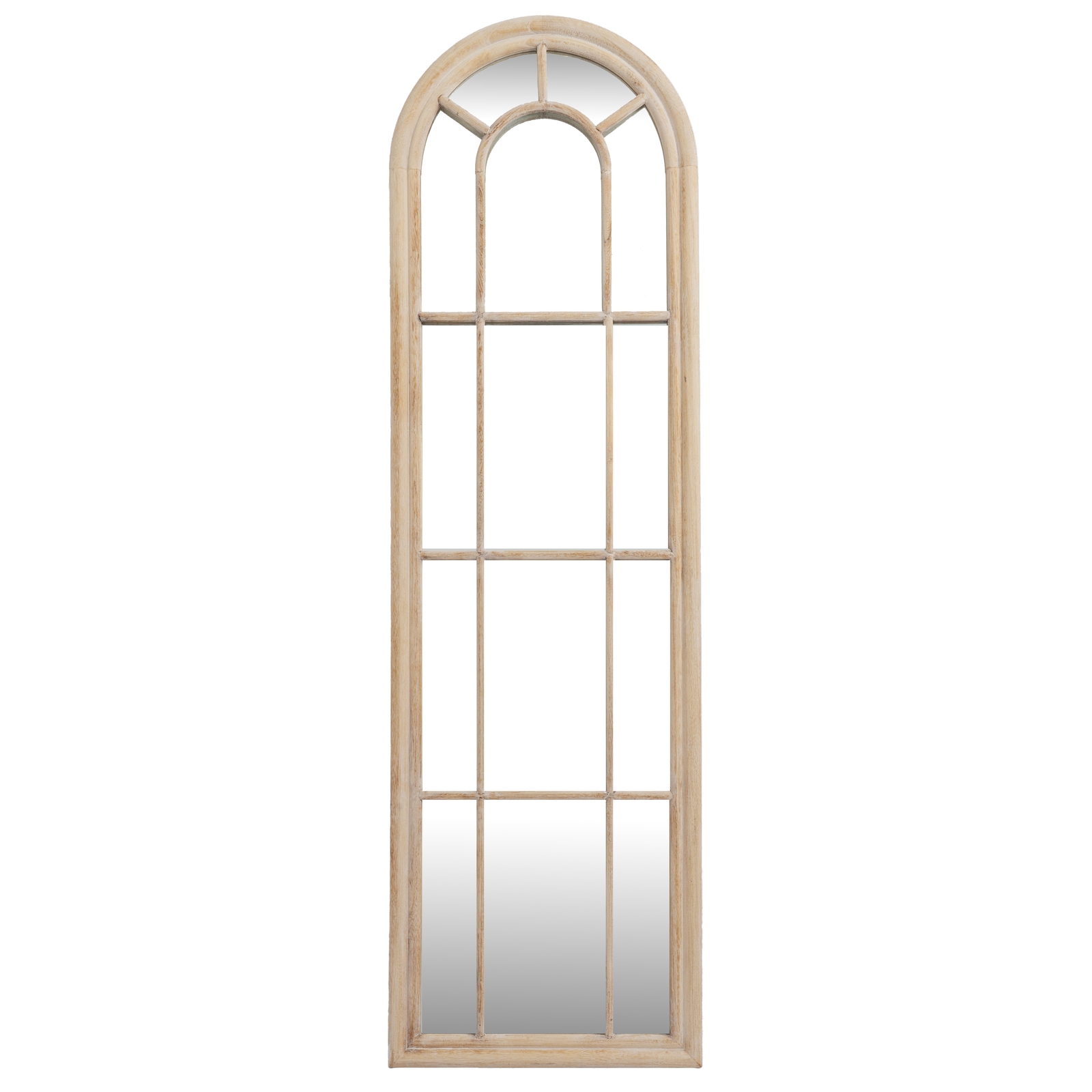 Washed Wood Tall Arched Window Mirror