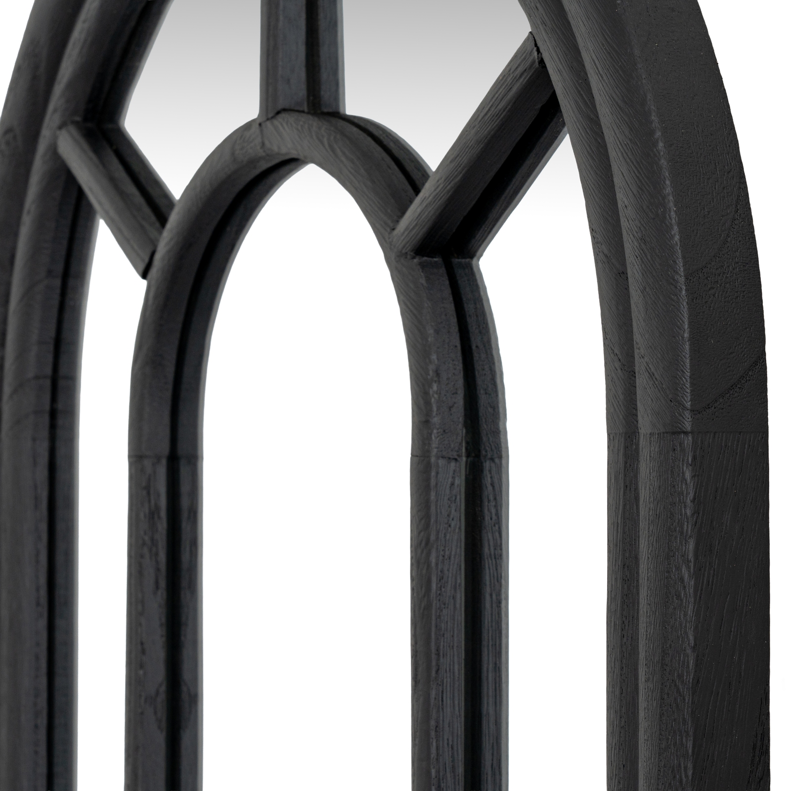 Black Wood Tall Arched Window Mirror - Image 2
