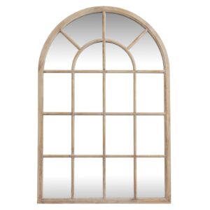 Washed Wood Arched Window Mirror