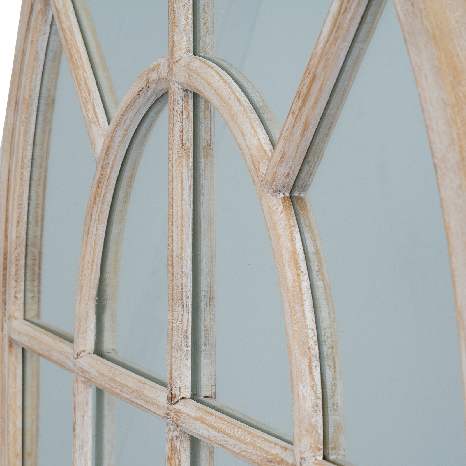 Washed Wood Arched Window Mirror - Image 2