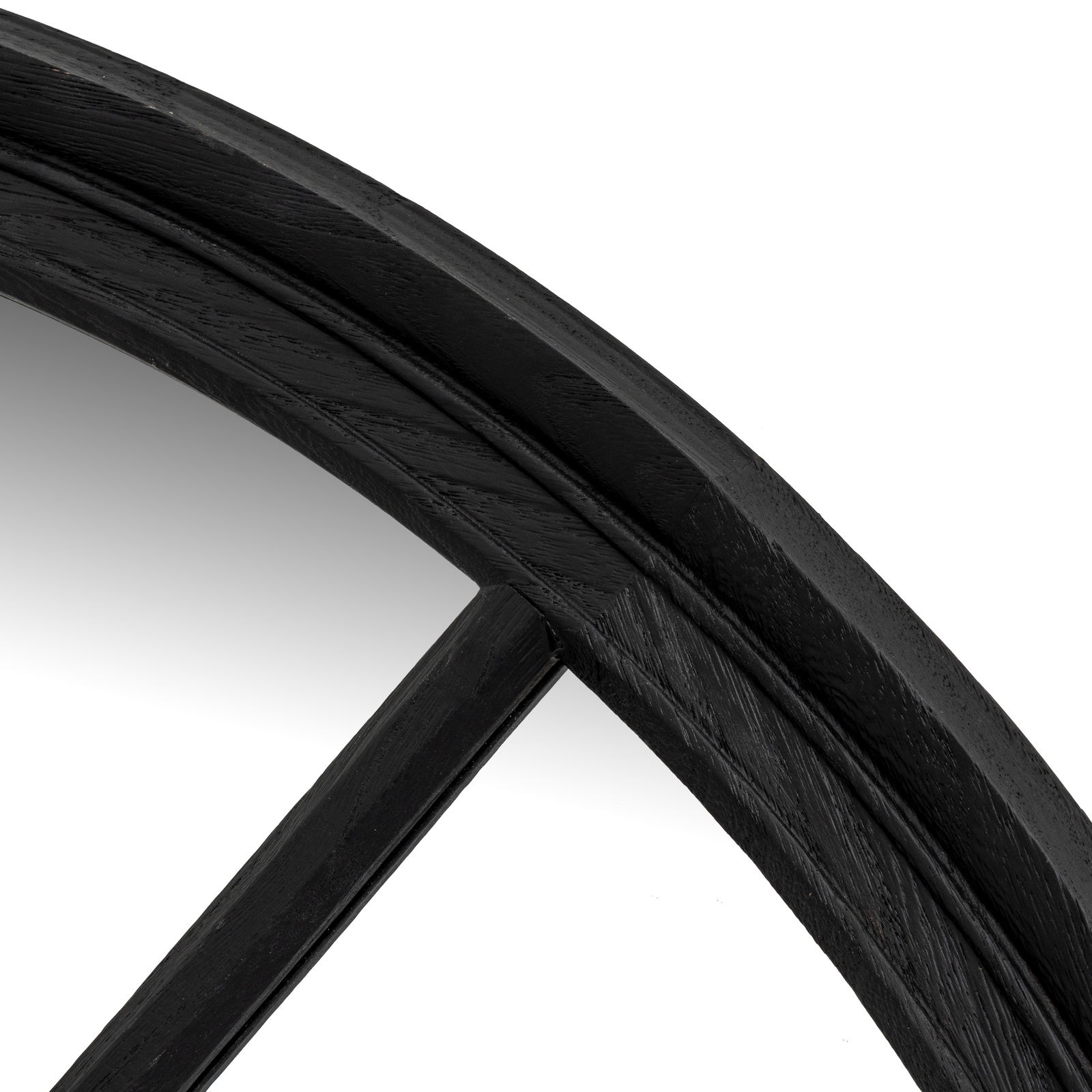 Black Wood Round Window Mirror - Image 3