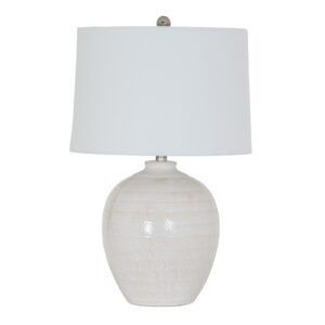 Chevronne Ceramic Table Lamp With Linen Shade