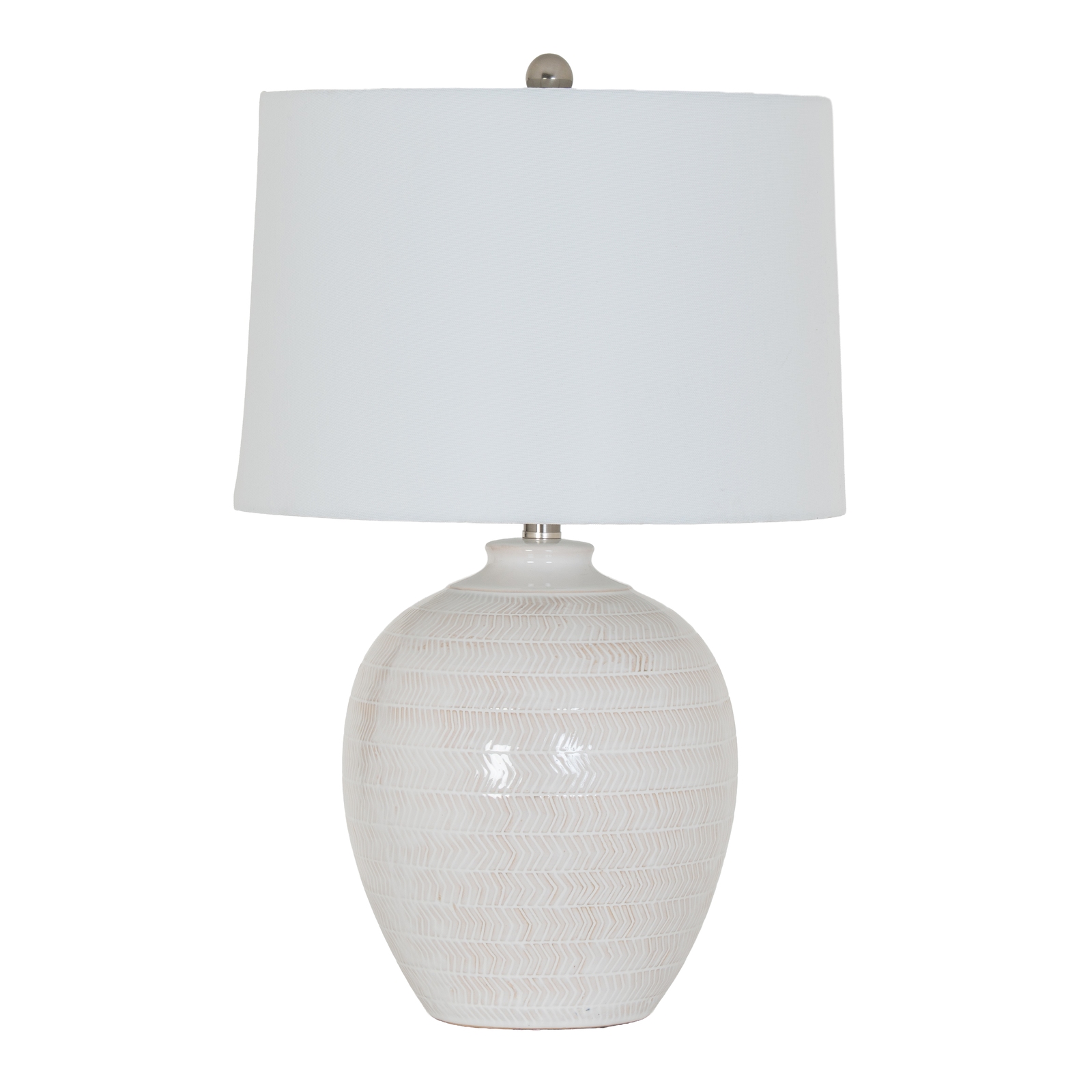 Chevronne Ceramic Table Lamp With Linen Shade