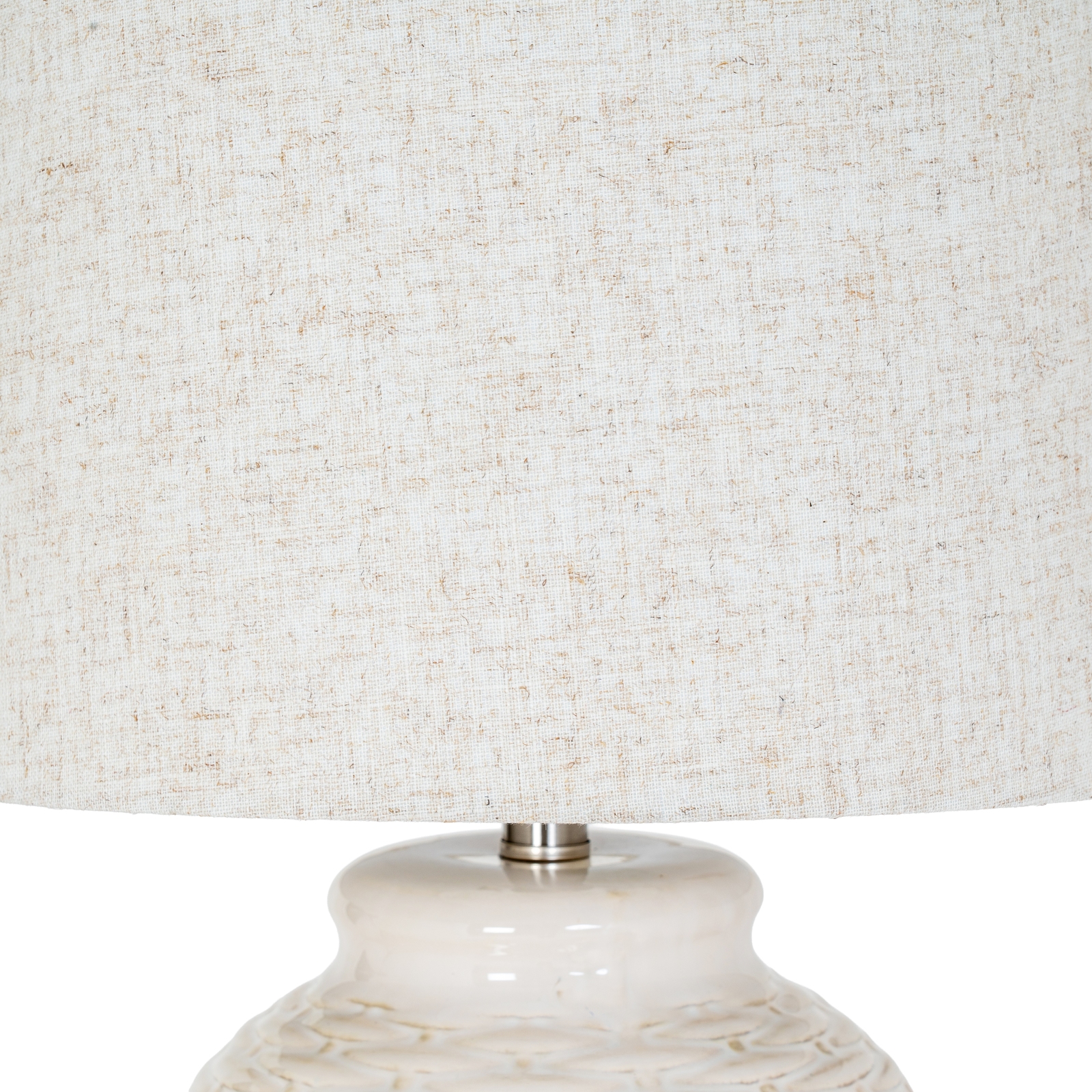 Basketweave Ceramic Table Lamp With Linen Shade - Image 4