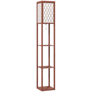 HOMCOM Three-Shelf Standing Lamp - Brown/White