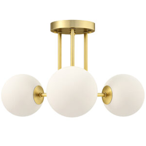 HOMCOM LED Ceiling Light with Globe Shades, Modern 3-Light Ceiling Light with G9 Sockets for Living Room, Bedroom, Dining Room, Bulbs Not Included, Gold Tone