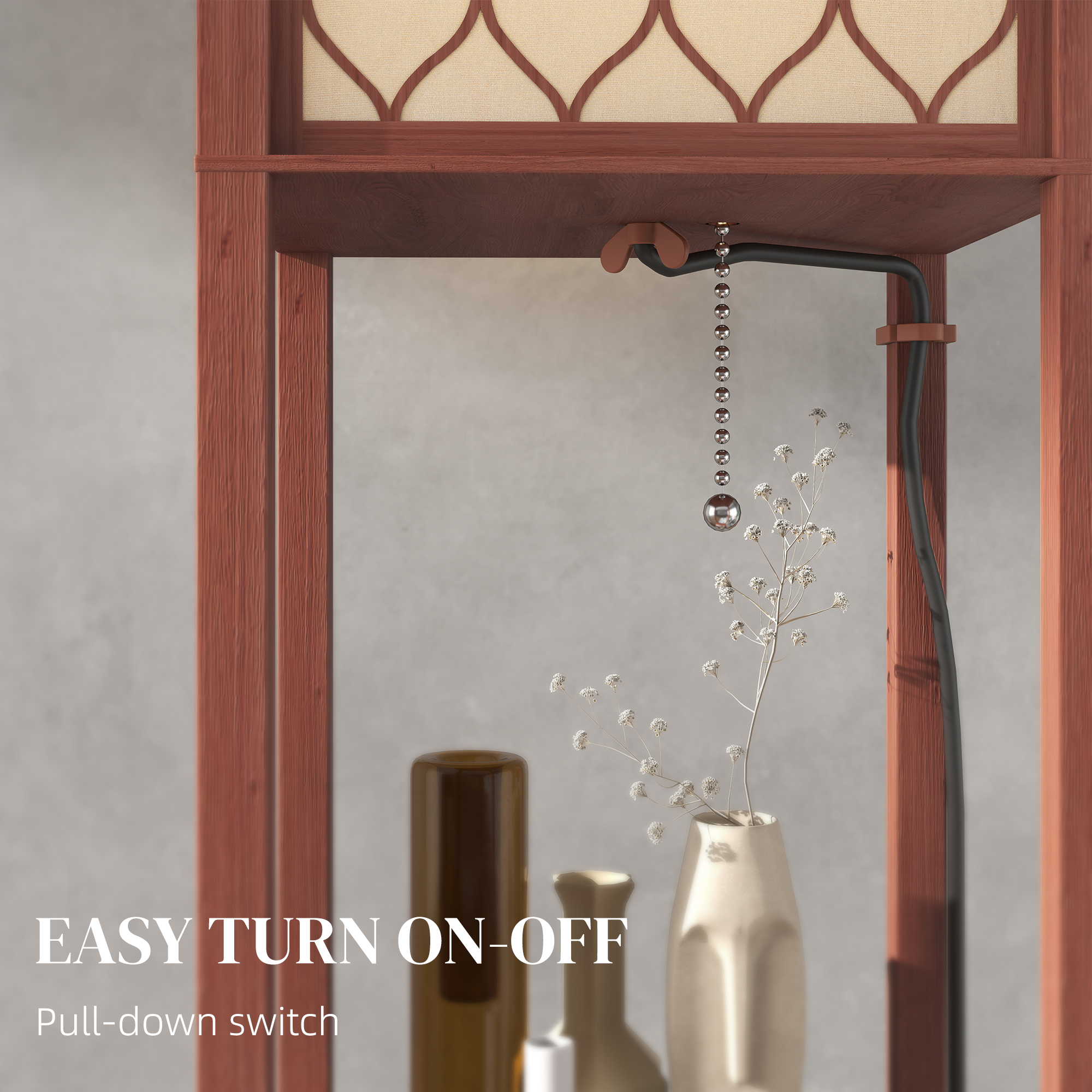 HOMCOM Three-Shelf Standing Lamp - Brown/White - Image 5