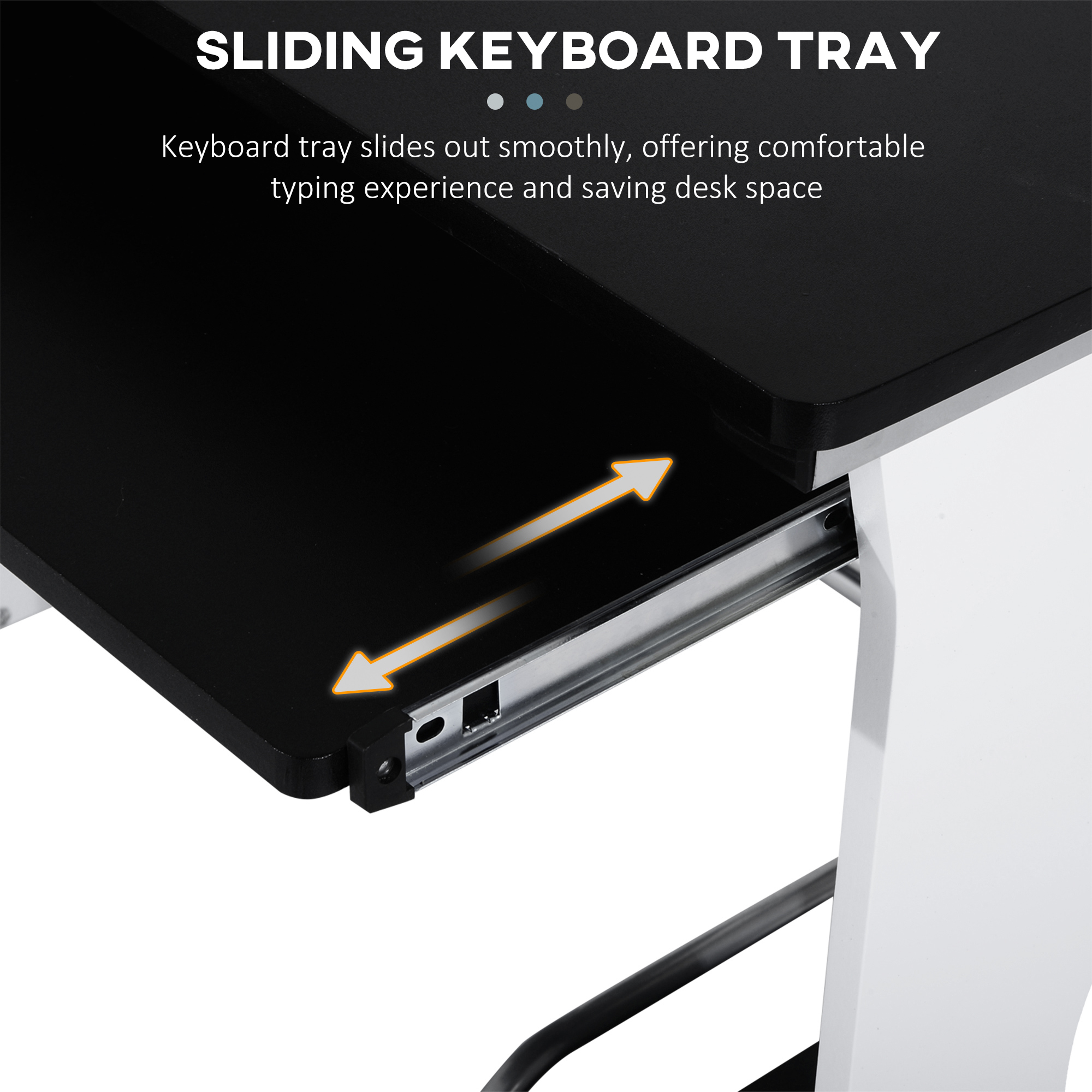 HOMCOM Computer Desk with Sliding Keyboard Tray, Storage Drawers and Host Box Shelf, Home Office Desk, Study Workstation, 100 x 52 x 75cm, Black - Image 5