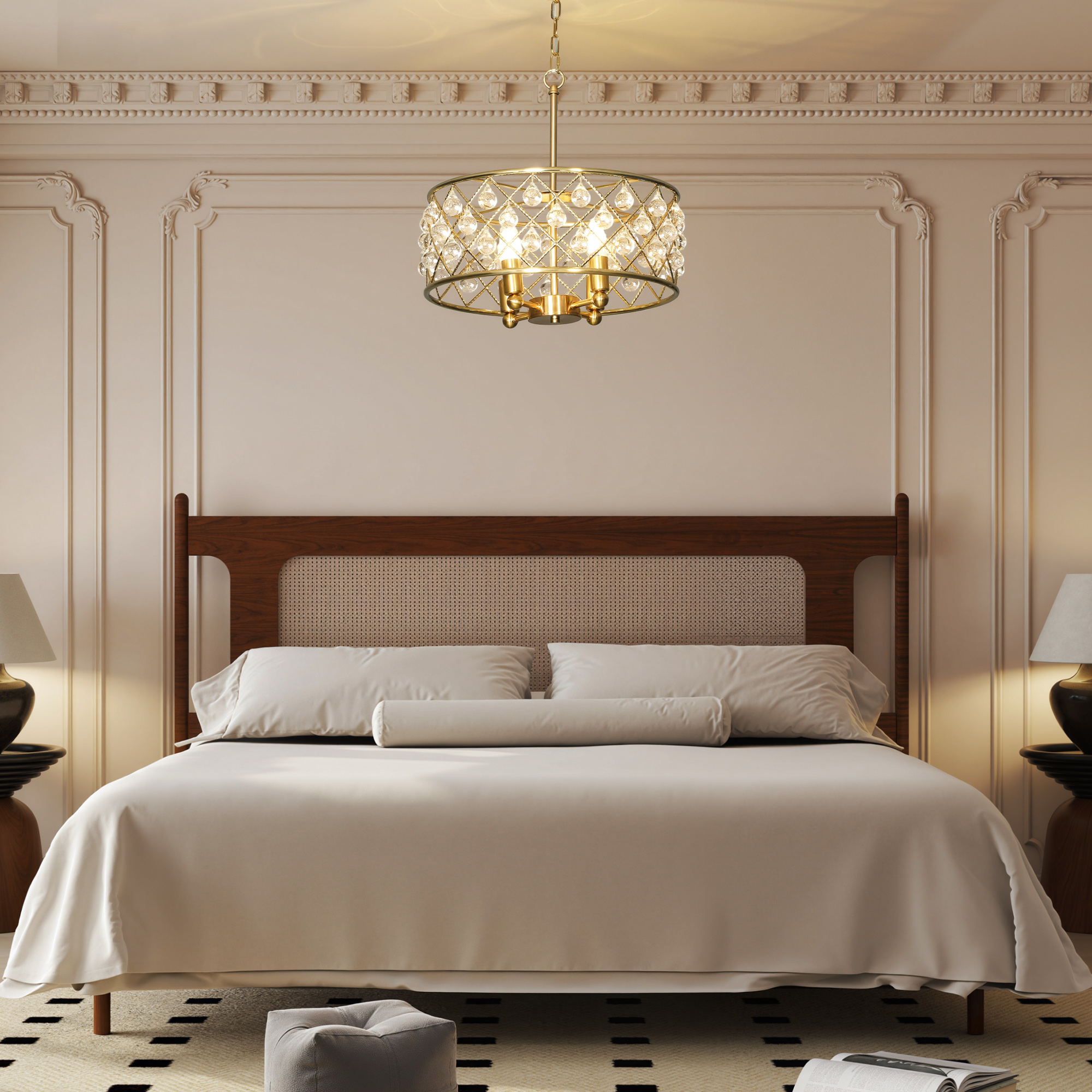 HOMCOM 51 Crystallite Four-Bulb Chandelier - Gold-Tone - Image 8