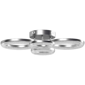 HOMCOM LED Ceiling Light, Modern 4 Rings Ceiling Lamp with Wall Switch Control, 40W 4350lm Flush Mount Ceiling Light with 3500K/4500K/6000K Colour Temperatures for Living Room, Bedroom, Silver Tone