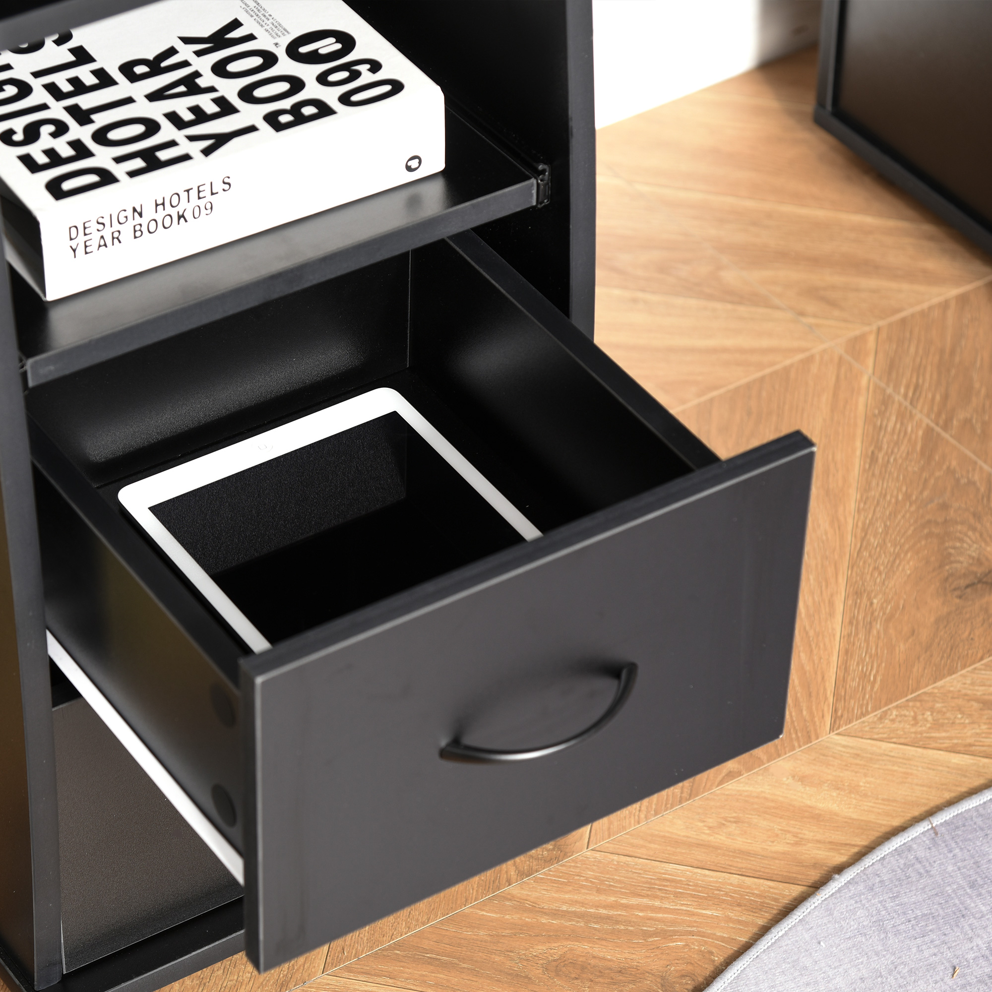 HOMCOM Computer Desk Office PC Table Workstation with Keyboard Tray, CPU Shelf, Drawers, Sliding Scanner Shelf, Black - Image 8