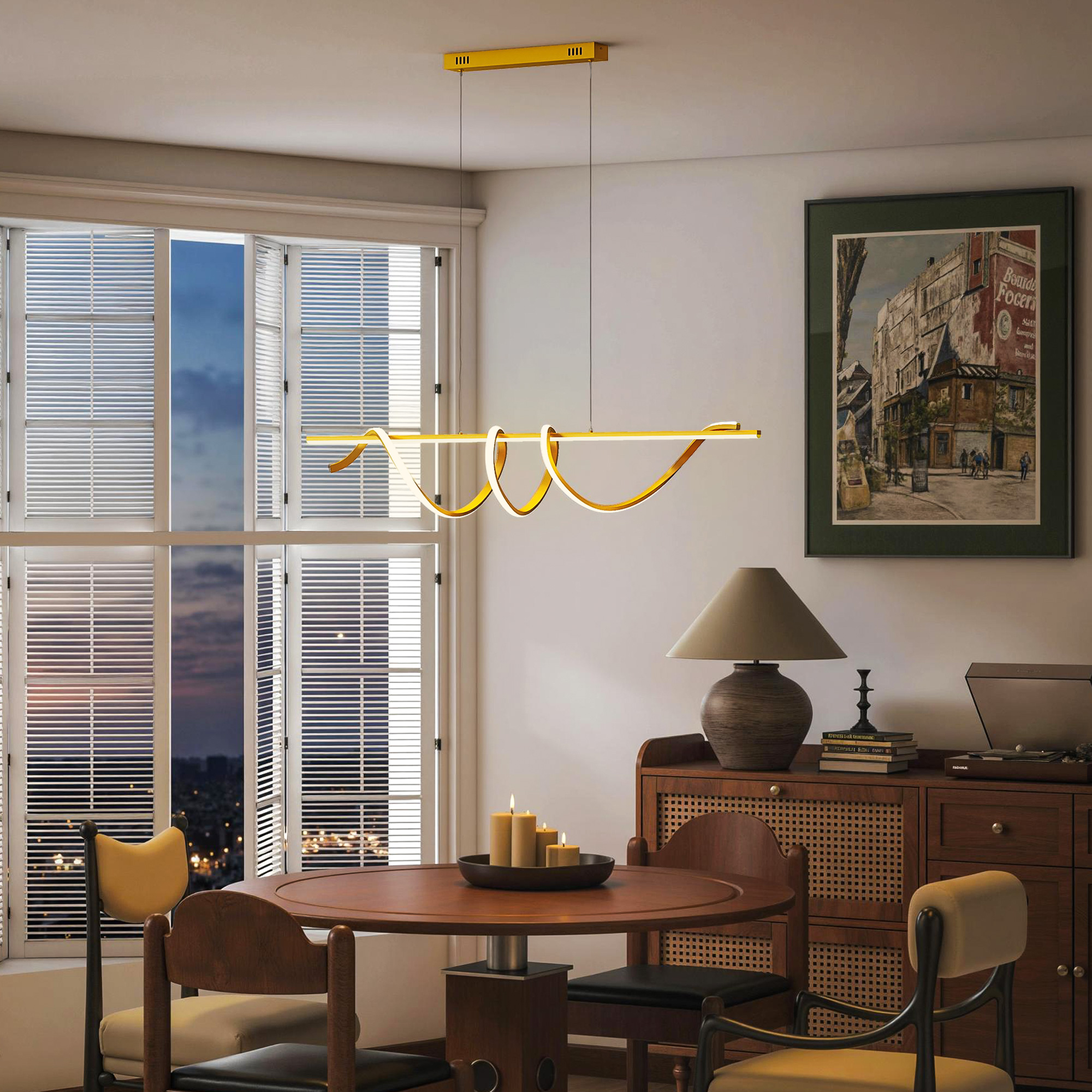 HOMCOM Pendant Light with 3 Colour Temperatures - Gold Tone - Image 9