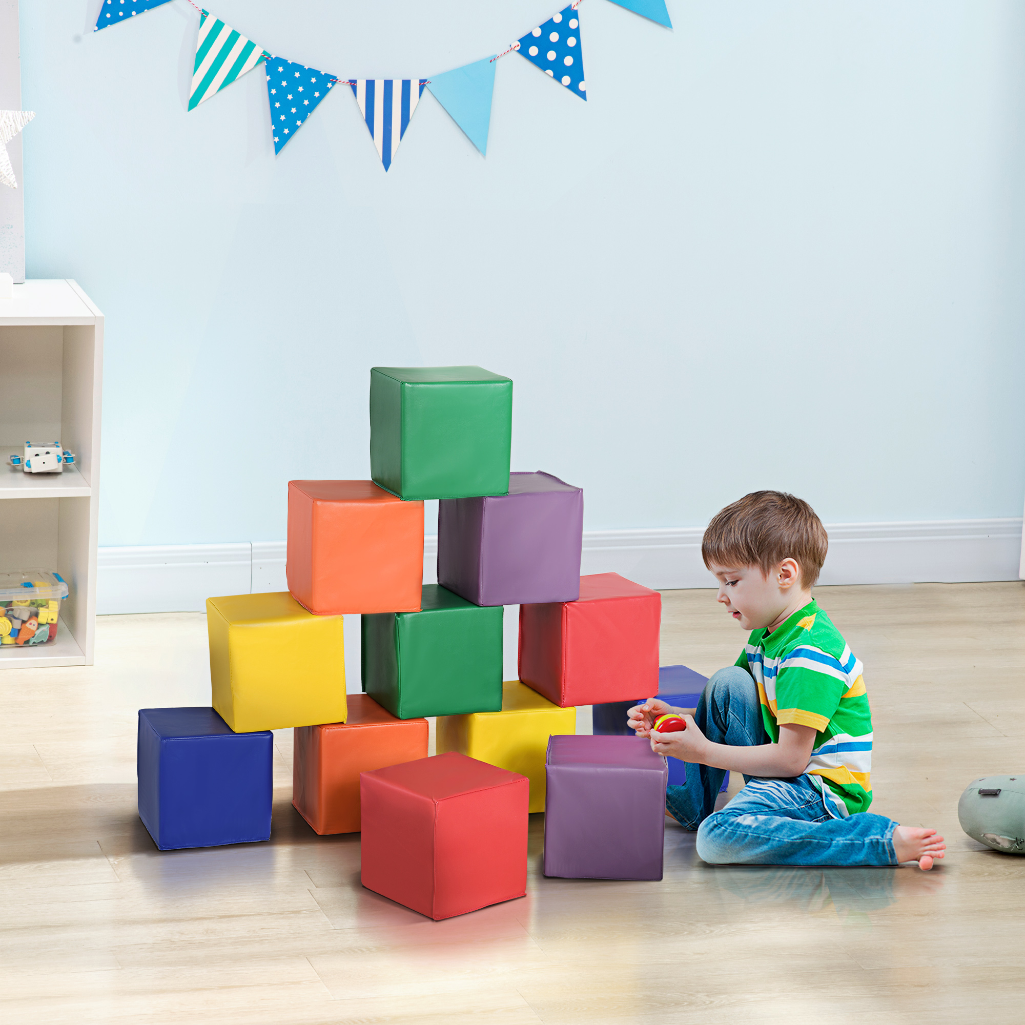 HOMCOM 12 Piece Soft Play Foam Blocks Toy Building Stacking Compliant Learning Toys for Toddler Baby Kids Preschool - Image 2