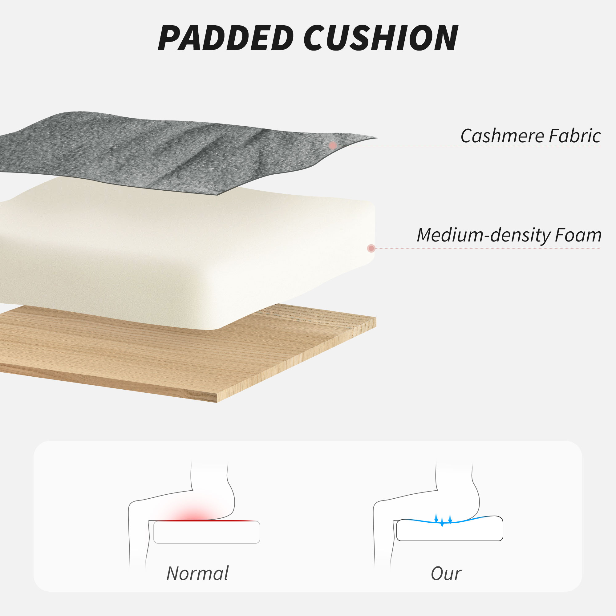 HOMCOM 91-99cm Sherpa Fleece Office Chair - Grey - Image 4