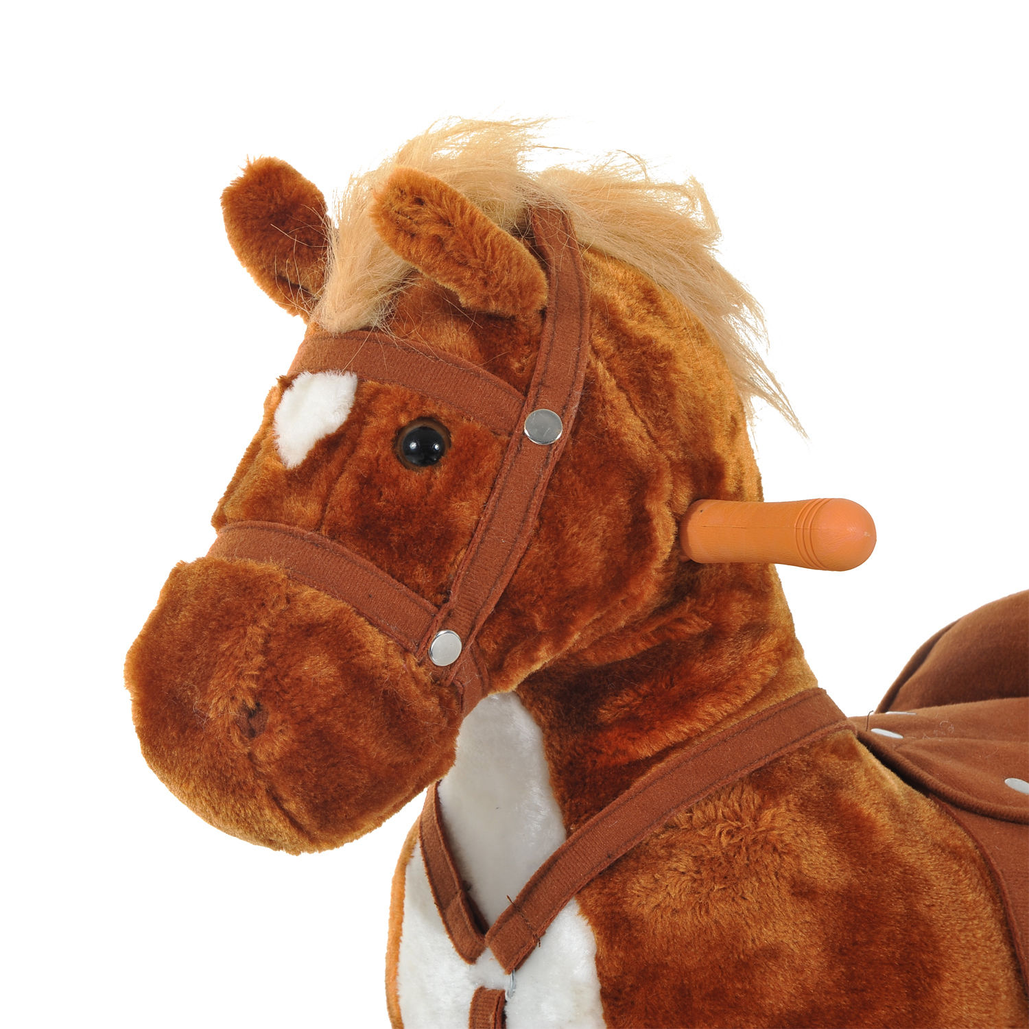 HOMCOM Rocking Horse Kids Ride on Walking Horse Animal Pony Wheeled Riding Plush Toy w/Sound for 2 Years and Up (Brown) - Image 8