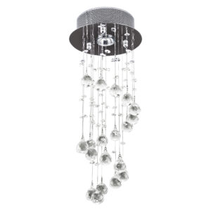 HOMCOM Metal Crystal Ceiling Light Chandelier Elegant Pendant Lamp Living Room Stairway Spiral Rain Drop Pendant Lamp Silver