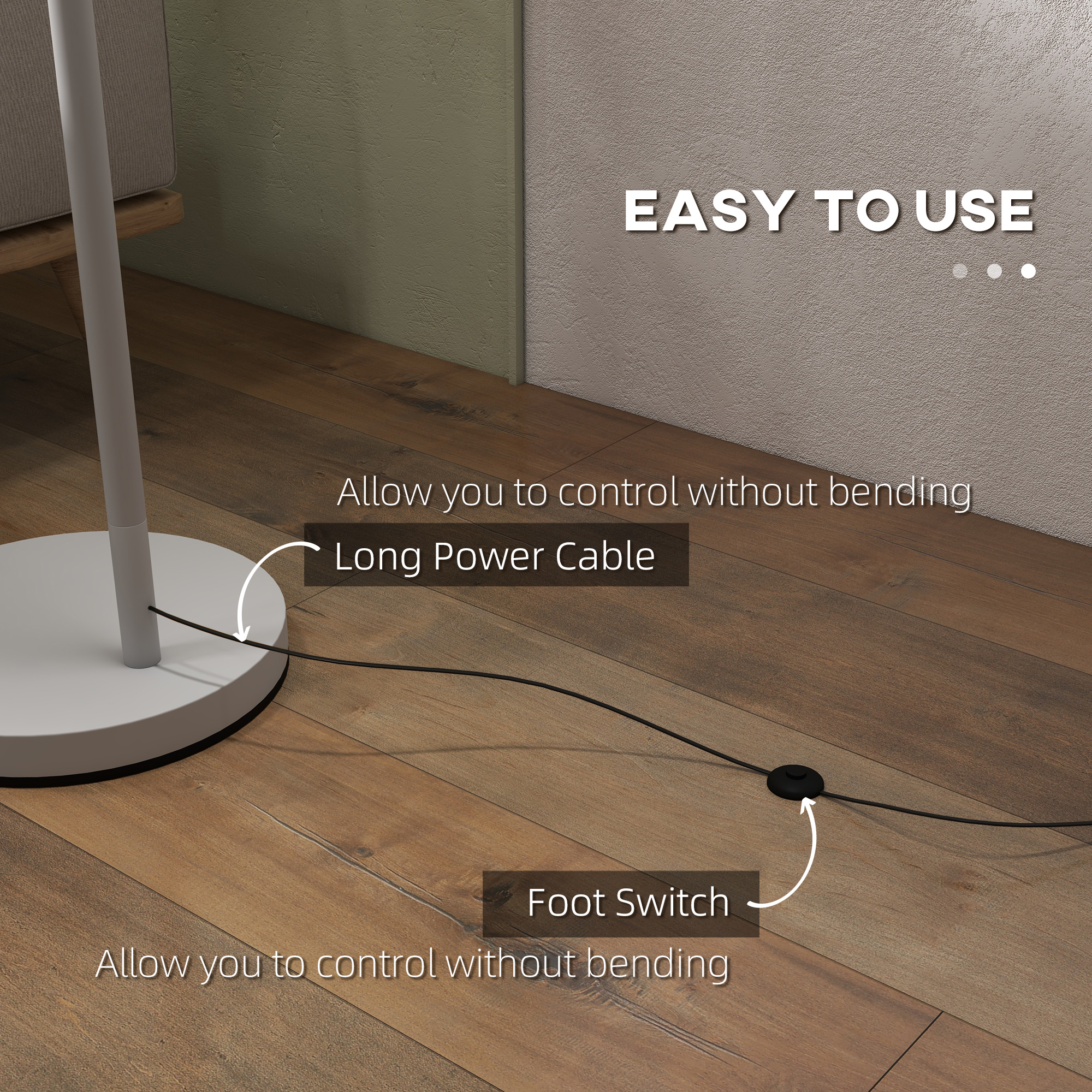 HOMCOM Metal Frame Floor Lamp with 350 Degree Rotating Lampshade, for Living Room and Bedroom, LED Bulb Included, Grey - Image 6