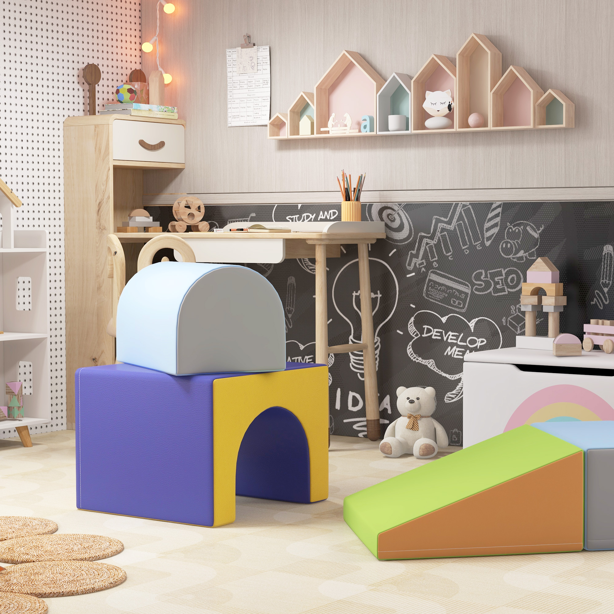 HOMCOM 4-Piece Soft Play Set for Toddlers, Multicoloured - Image 8