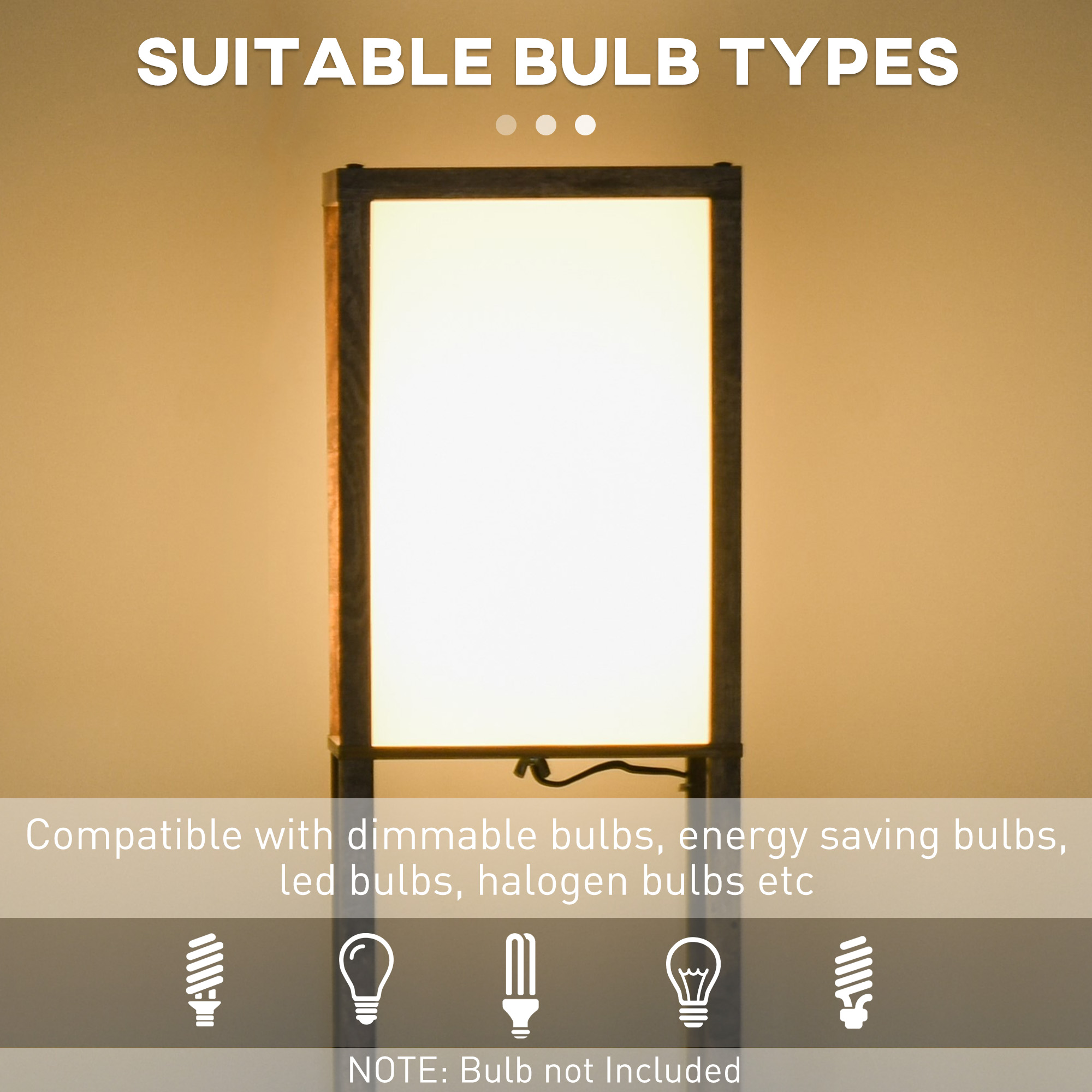 HOMCOM 3-Tier Floor Lamp, Floor Light with Storage Shelf, Reading Standing Lamp with Acrylic Shade for Living Room, Bedroom, Kitchen, Dining Room, Office, Dorm, 160cm, Brown - Image 6