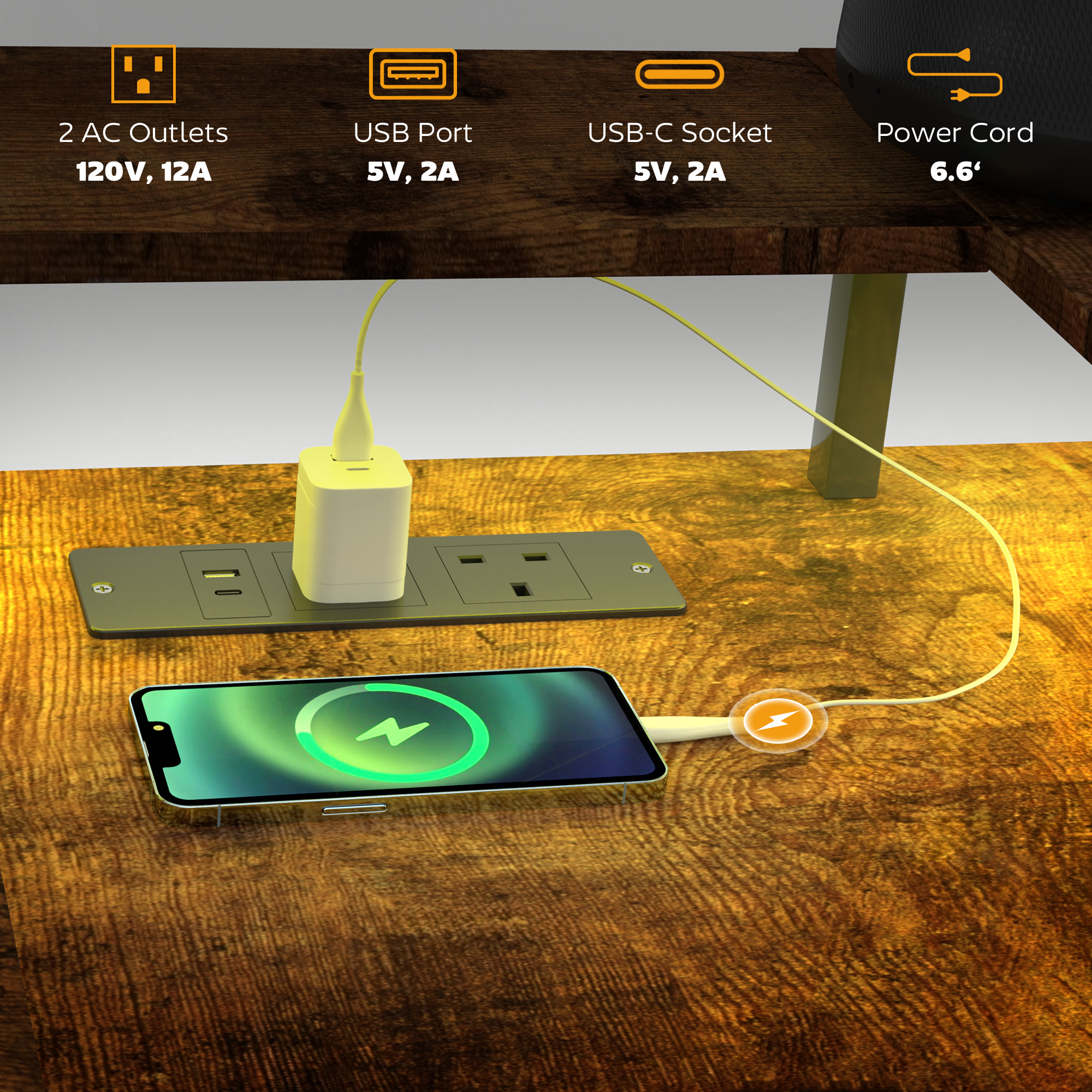 HOMCOM LED Light 'L' Computer Desk, with Shelves - Brown - Image 5
