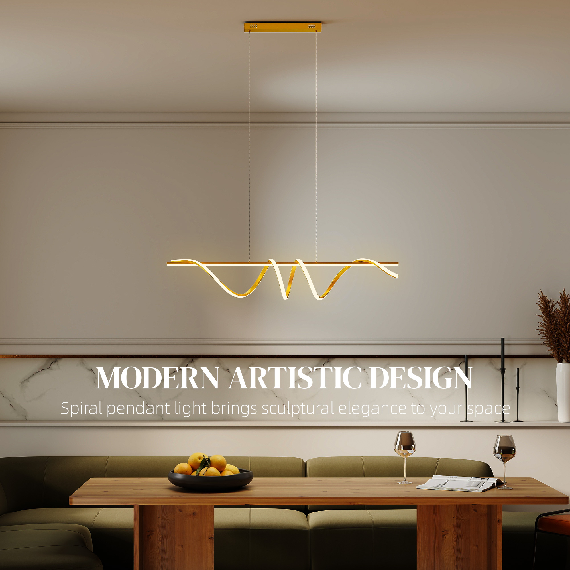 HOMCOM Pendant Light with 3 Colour Temperatures - Gold Tone - Image 6