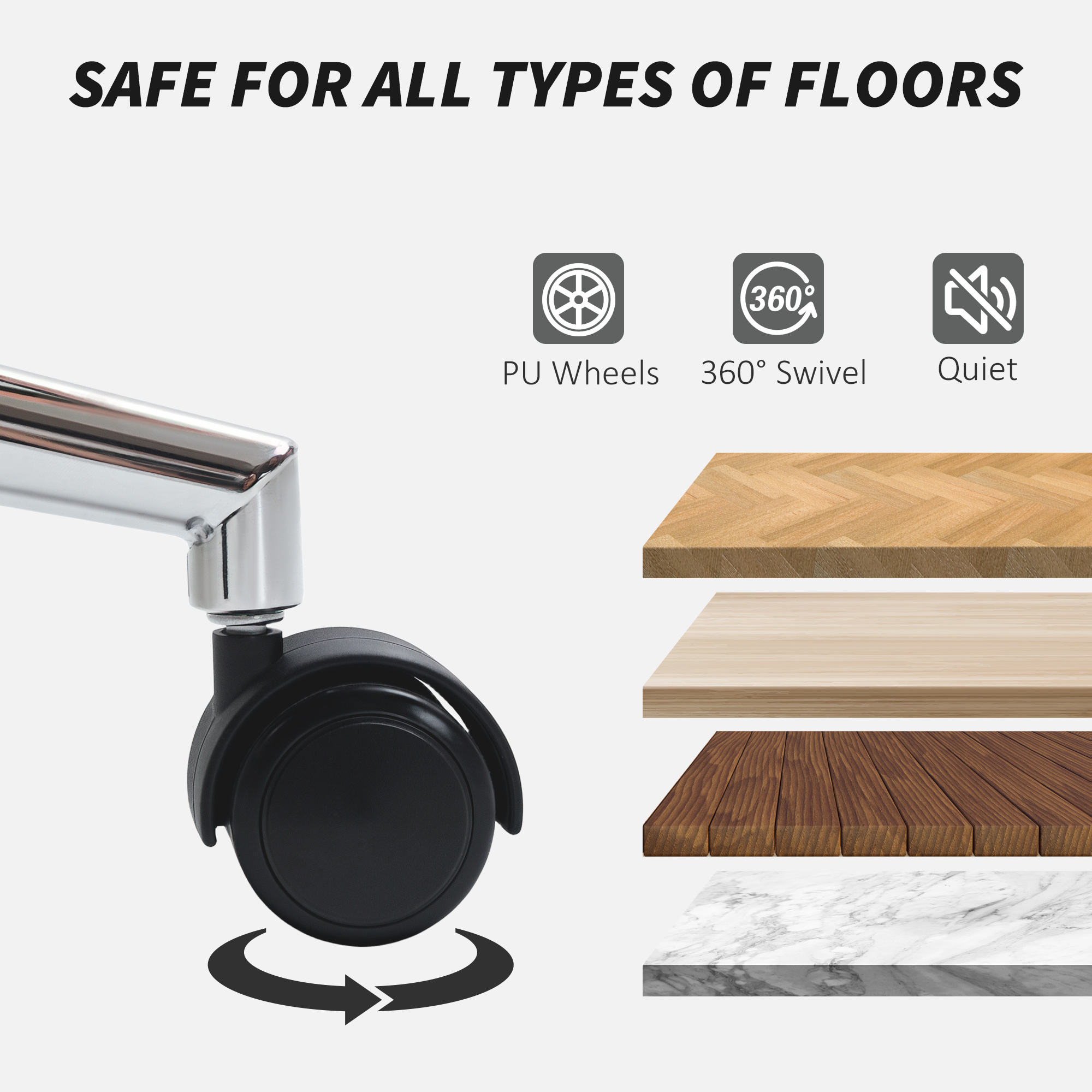 HOMCOM 91-99cm Sherpa Fleece Office Chair - Grey - Image 6