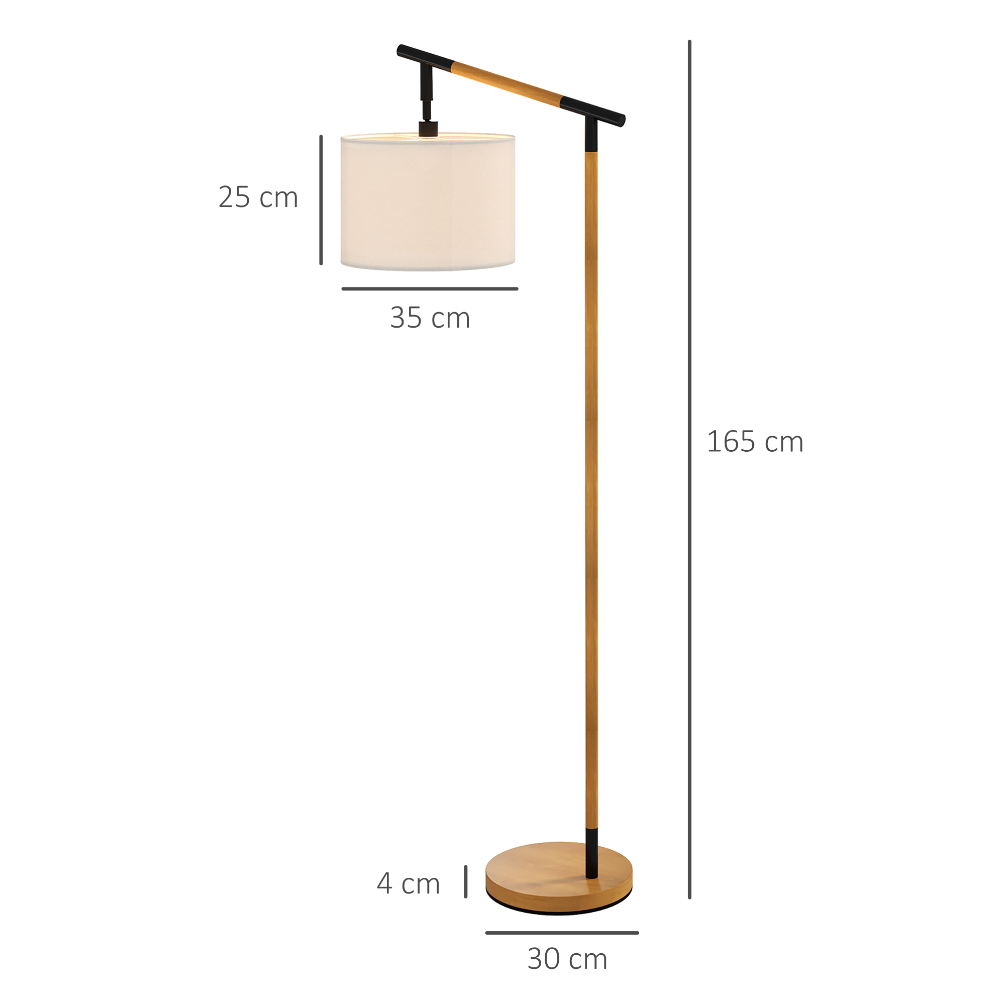 HOMCOM Metal Frame Floor Lamp with 350 Degree Rotating Lampshade, for Living Room and Bedroom, LED Bulb Included, Brown - Image 3