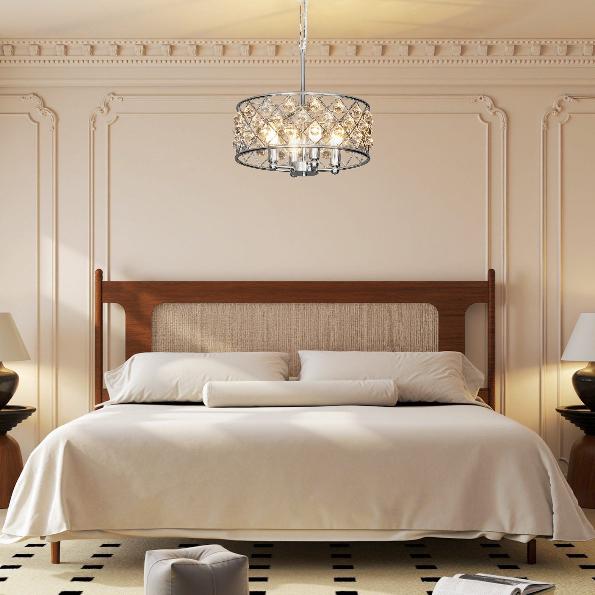 HOMCOM 51 Crystallite Four-Bulb Chandelier - Silver-Tone - Image 8