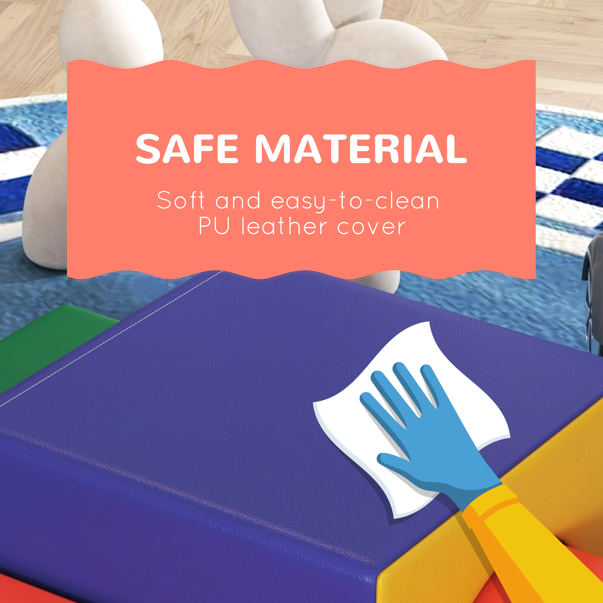 HOMCOM 4-Piece Soft Play Set for Toddlers 1-3 Years, Red - Image 7